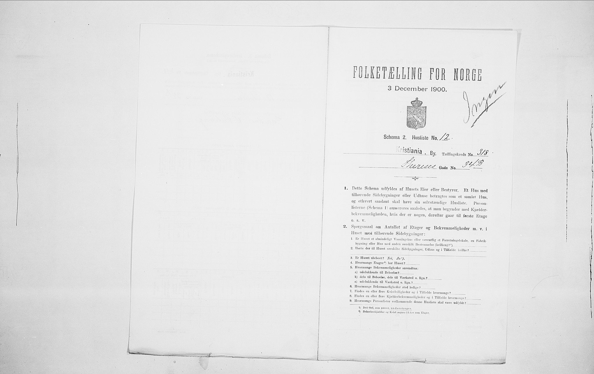 SAO, 1900 census for Kristiania, 1900, p. 97183