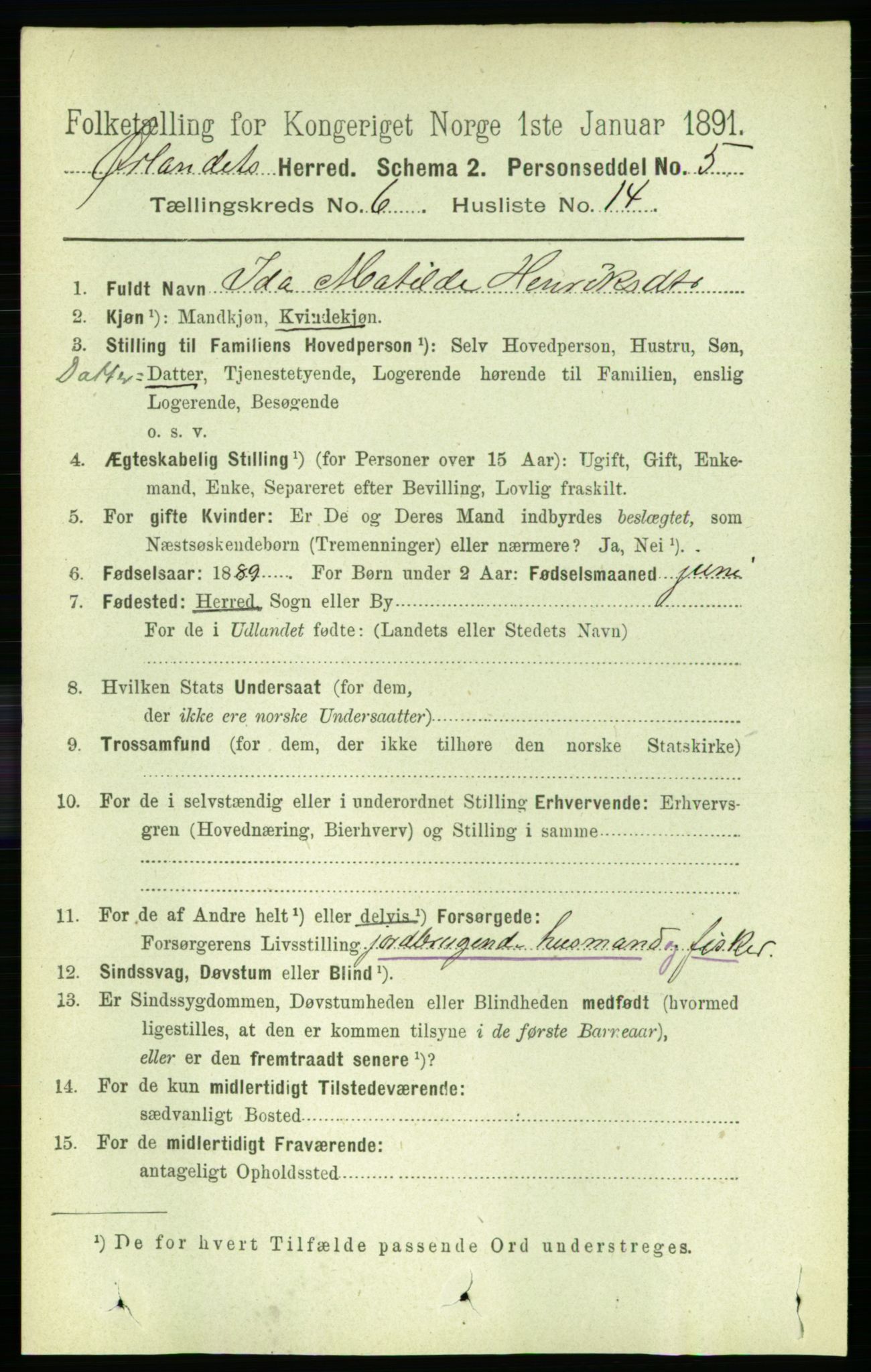 RA, 1891 census for 1621 Ørland, 1891, p. 1931
