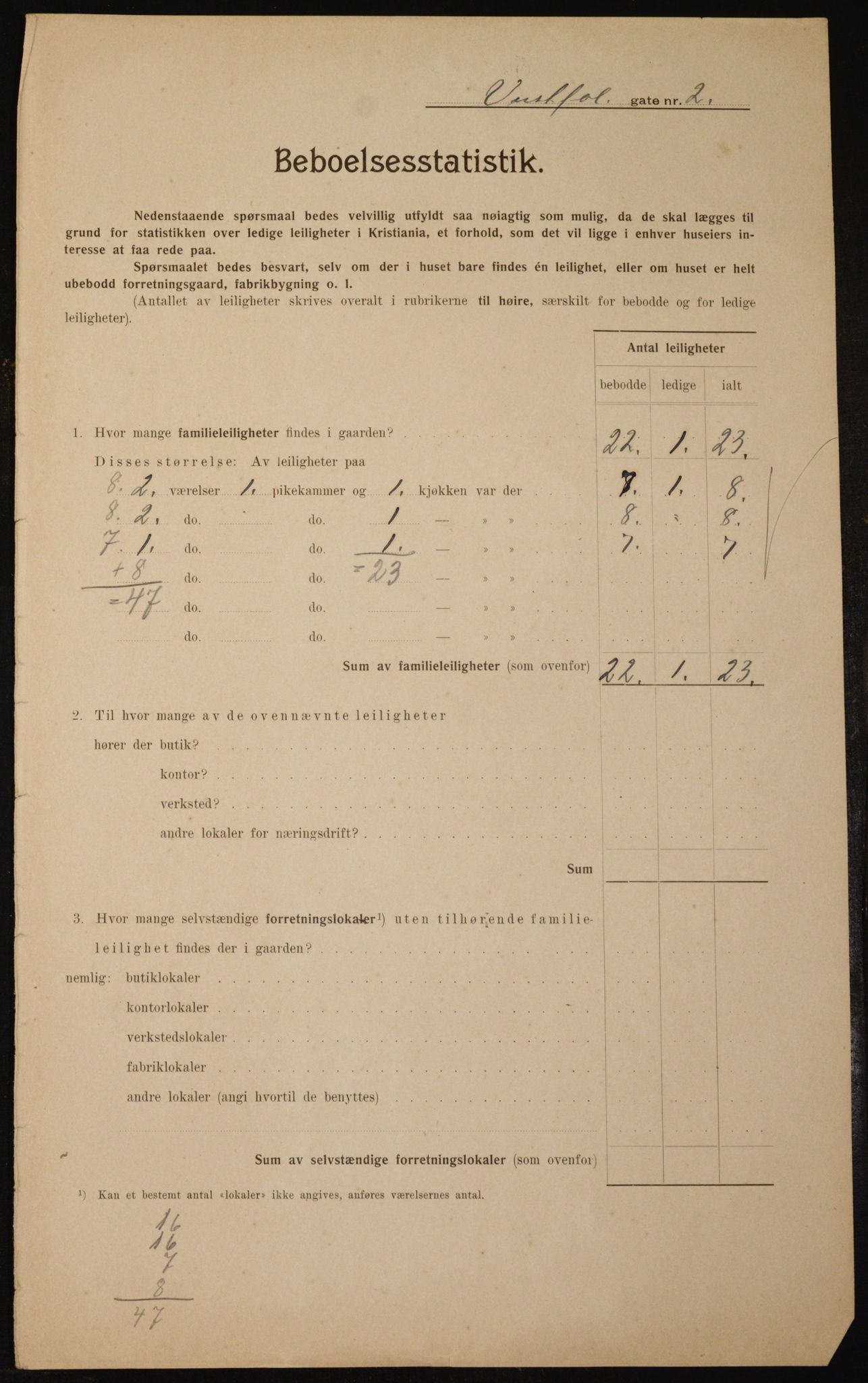 OBA, Municipal Census 1910 for Kristiania, 1910, p. 116062