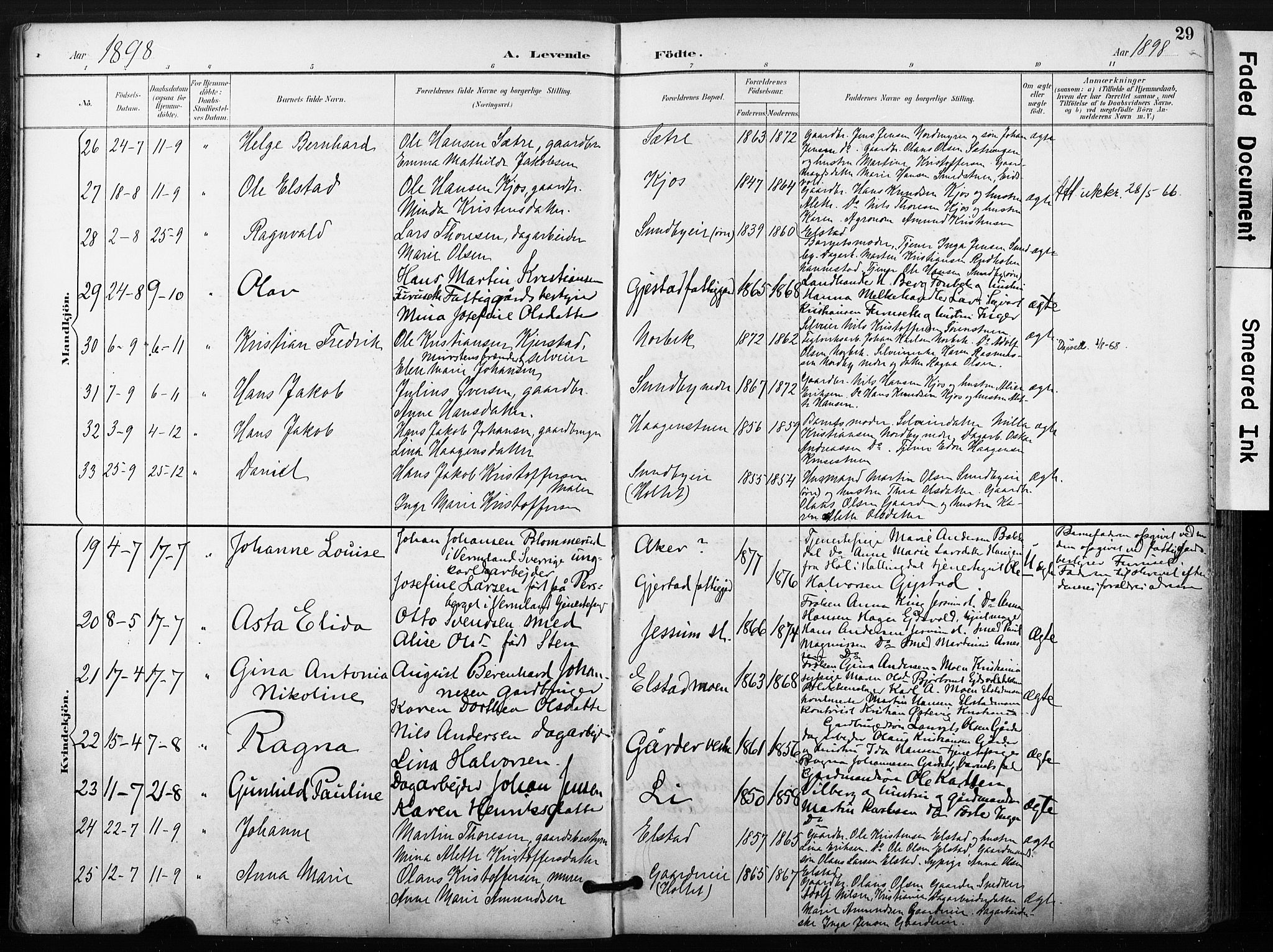 Ullensaker prestekontor Kirkebøker, AV/SAO-A-10236a/F/Fb/L0002: Parish register (official) no. II 2, 1894-1909, p. 29