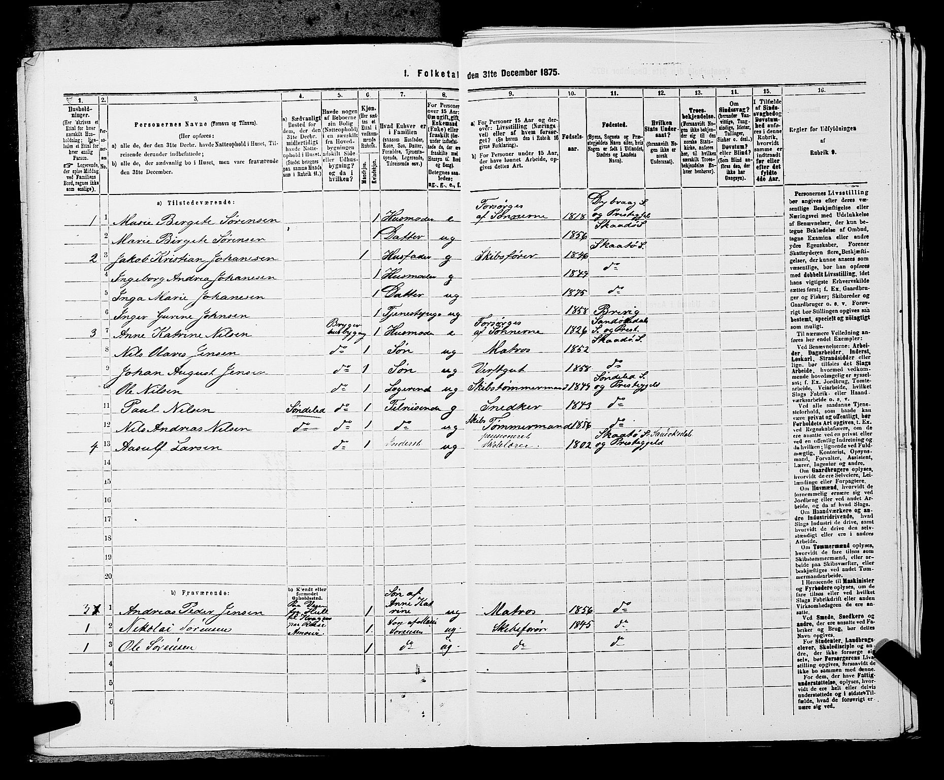 SAKO, 1875 census for 0816P Sannidal, 1875, p. 2019