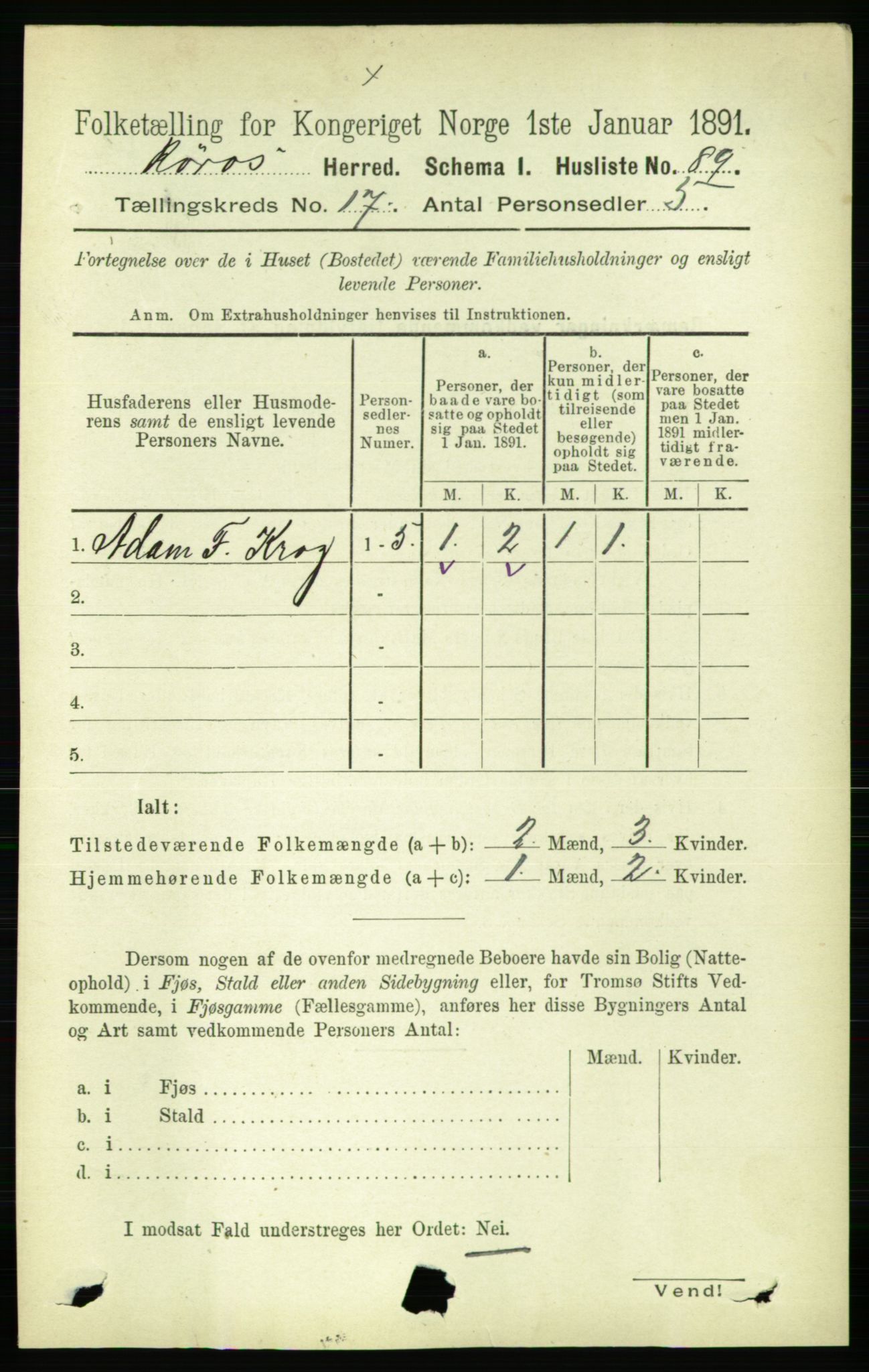 RA, 1891 census for 1640 Røros, 1891, p. 4337