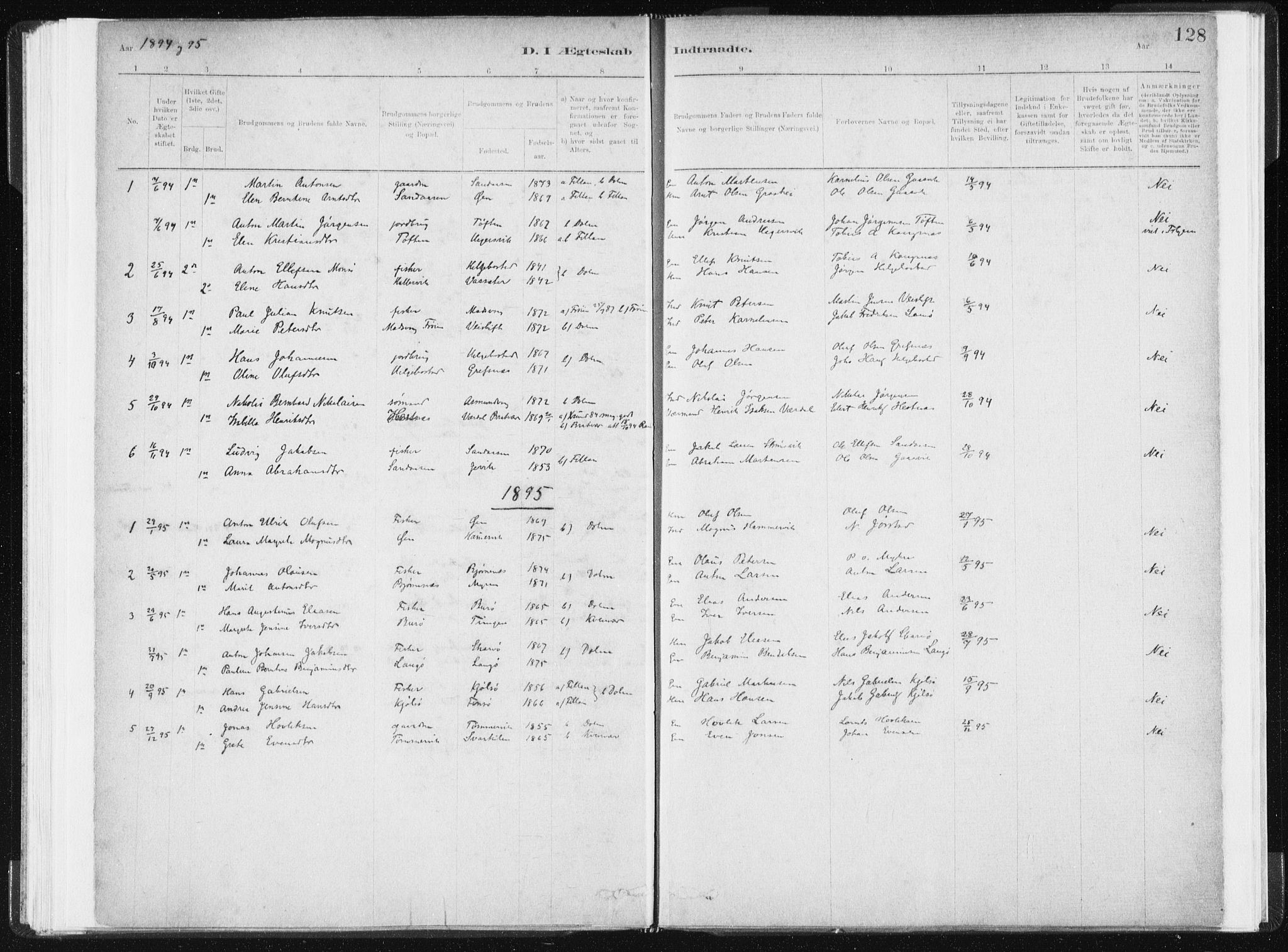 Ministerialprotokoller, klokkerbøker og fødselsregistre - Sør-Trøndelag, SAT/A-1456/634/L0533: Parish register (official) no. 634A09, 1882-1901, p. 128