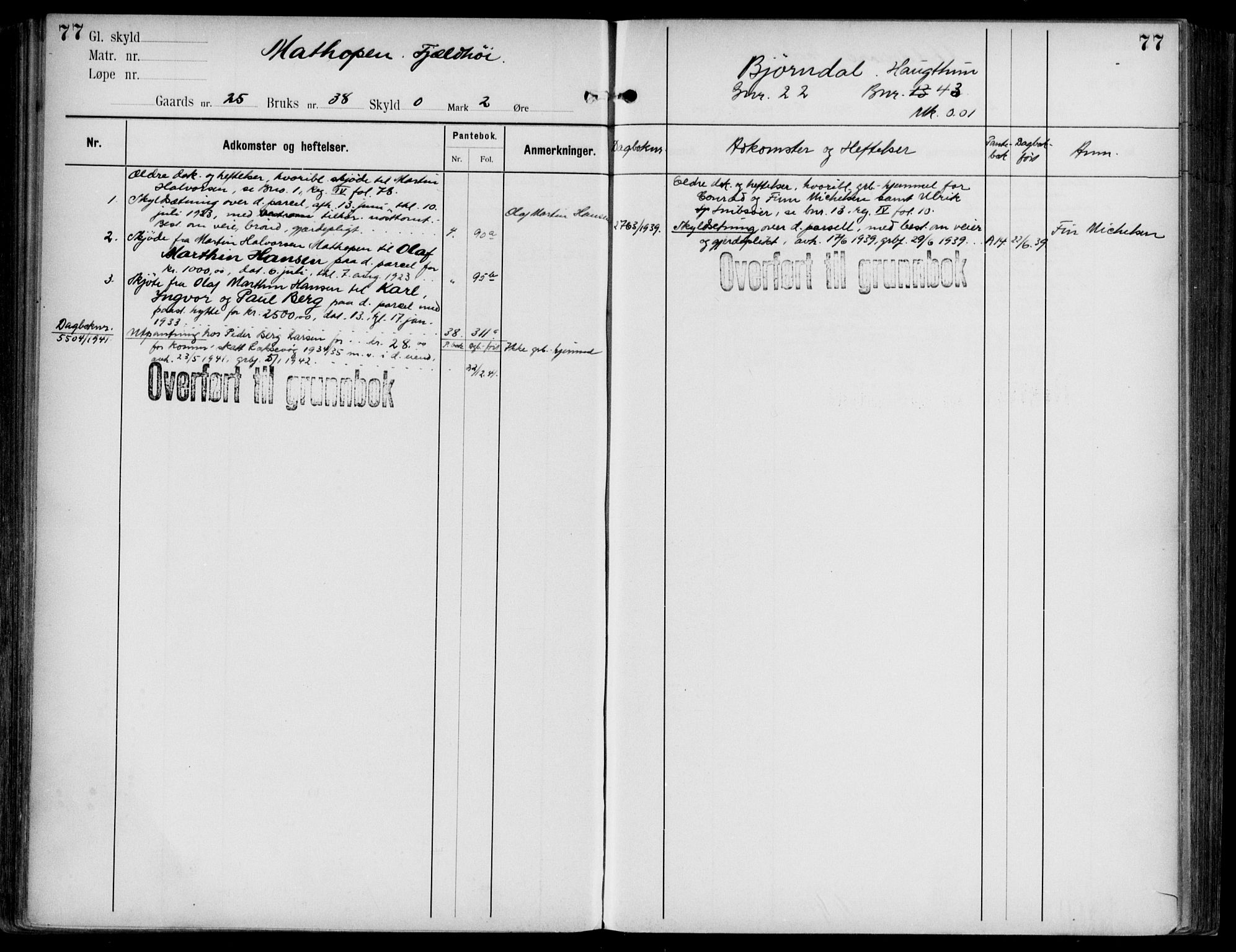Midhordland sorenskriveri, AV/SAB-A-3001/1/G/Ga/Gab/L0108: Mortgage register no. II.A.b.108, p. 77