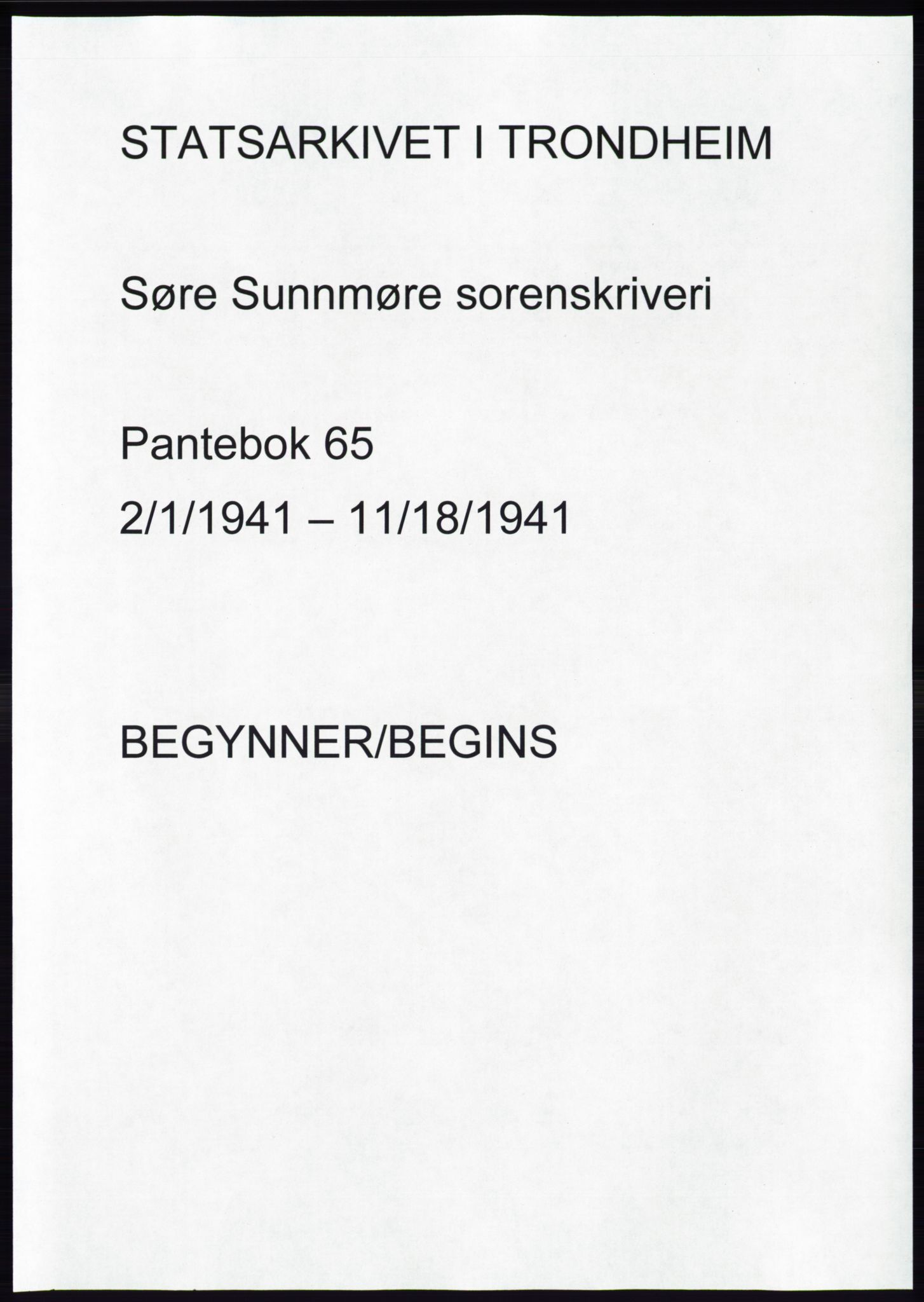 Søre Sunnmøre sorenskriveri, AV/SAT-A-4122/1/2/2C/L0071: Mortgage book no. 65, 1941-1941