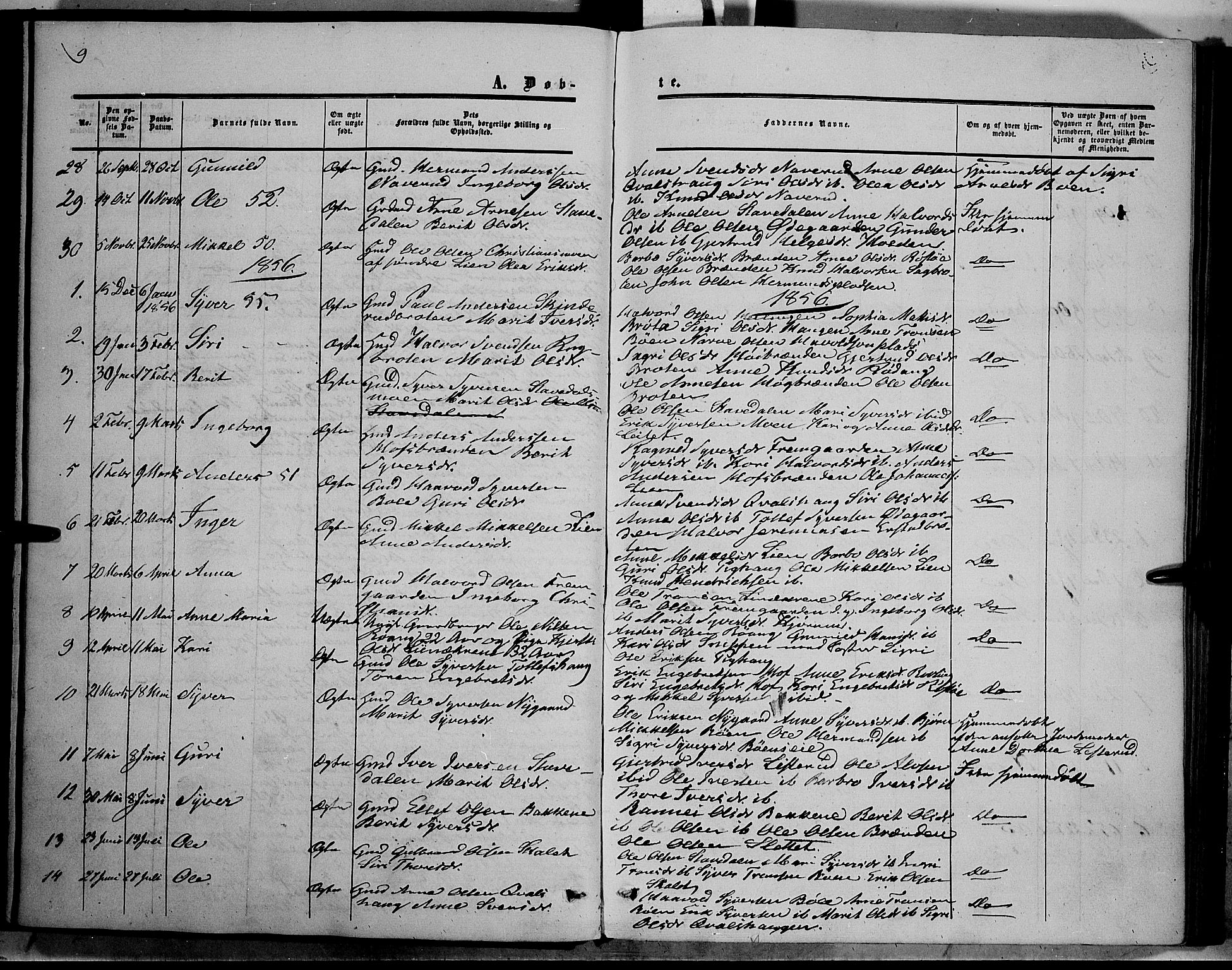 Sør-Aurdal prestekontor, SAH/PREST-128/H/Ha/Haa/L0006: Parish register (official) no. 6, 1849-1876, p. 9