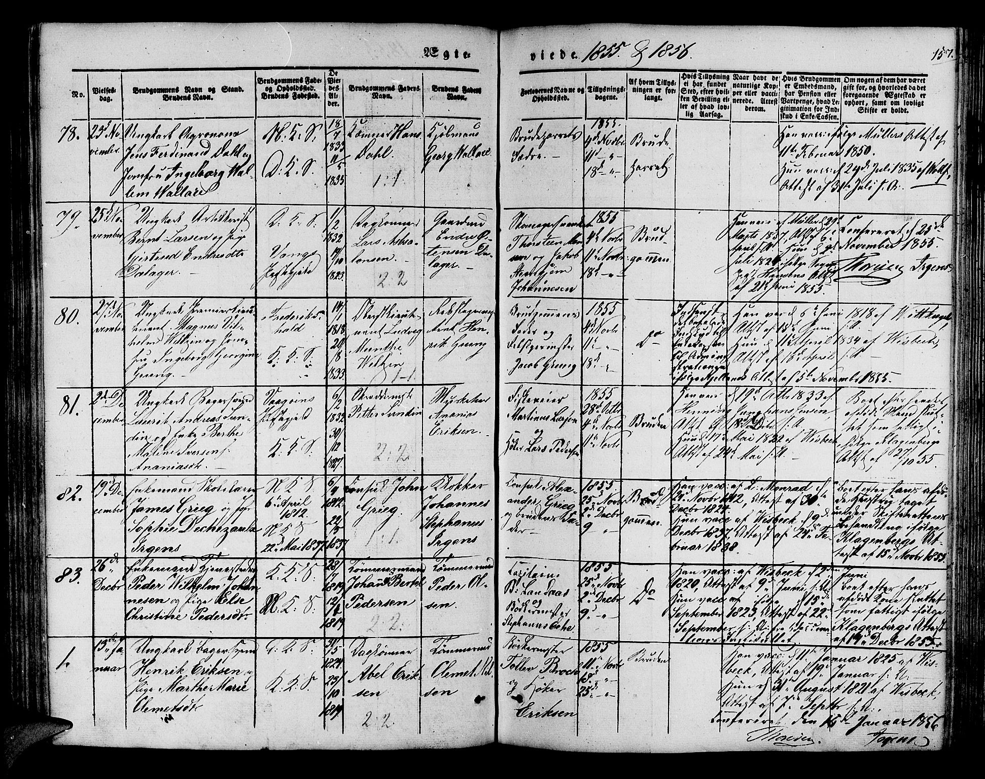 Korskirken sokneprestembete, SAB/A-76101/H/Hab: Parish register (copy) no. D 1, 1840-1867, p. 157
