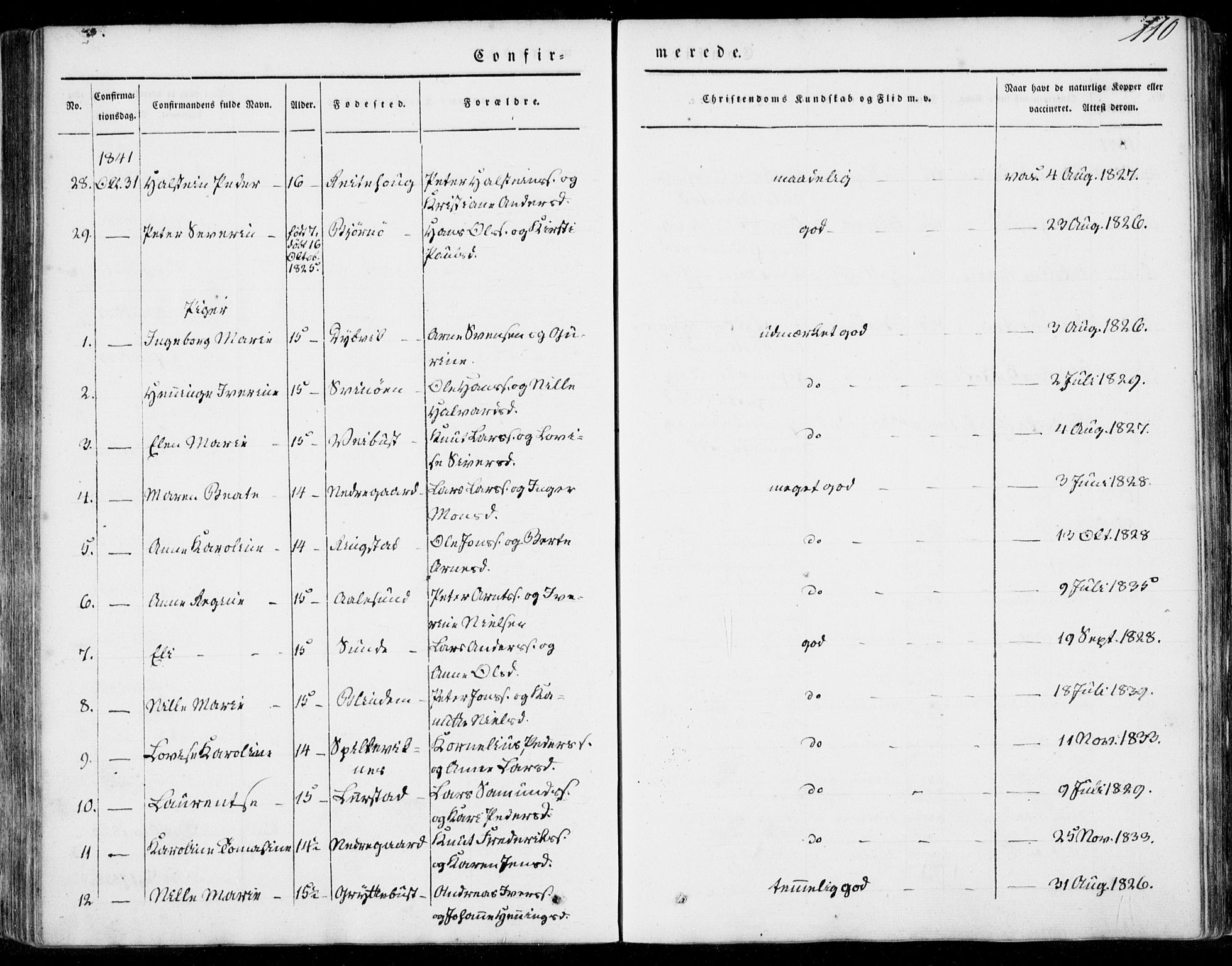 Ministerialprotokoller, klokkerbøker og fødselsregistre - Møre og Romsdal, AV/SAT-A-1454/528/L0396: Parish register (official) no. 528A07, 1839-1847, p. 110