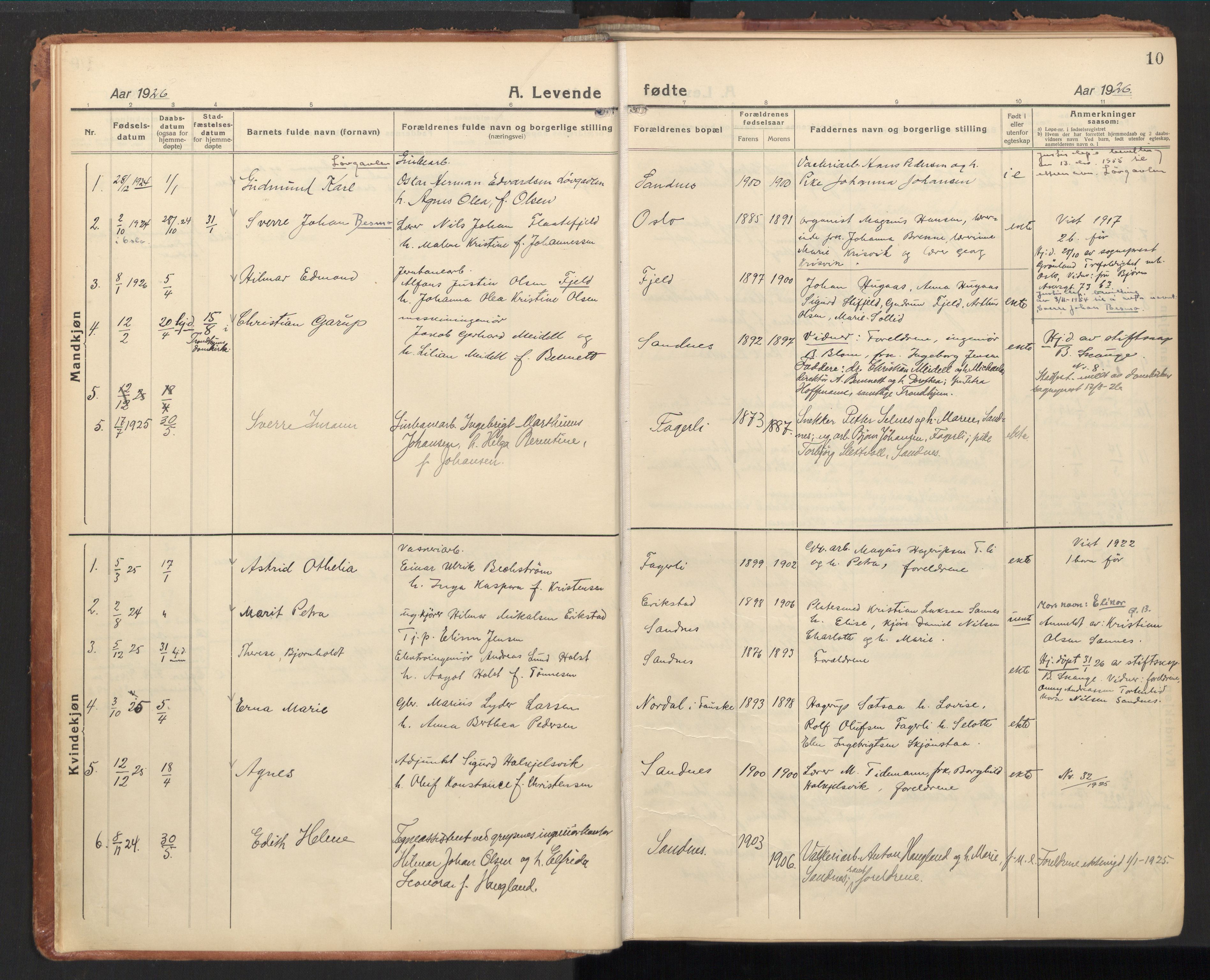 Ministerialprotokoller, klokkerbøker og fødselsregistre - Nordland, AV/SAT-A-1459/850/L0716: Curate's parish register no. 850B06, 1924-1938, p. 10