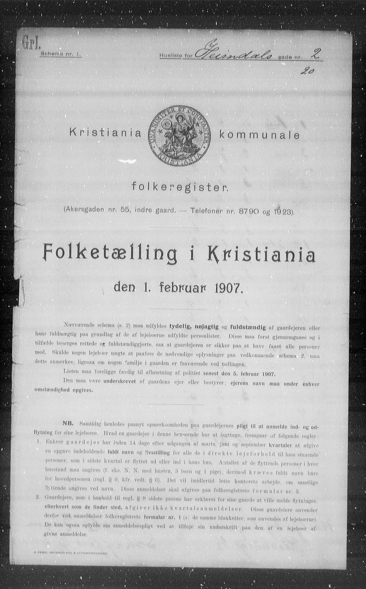 OBA, Municipal Census 1907 for Kristiania, 1907, p. 18891