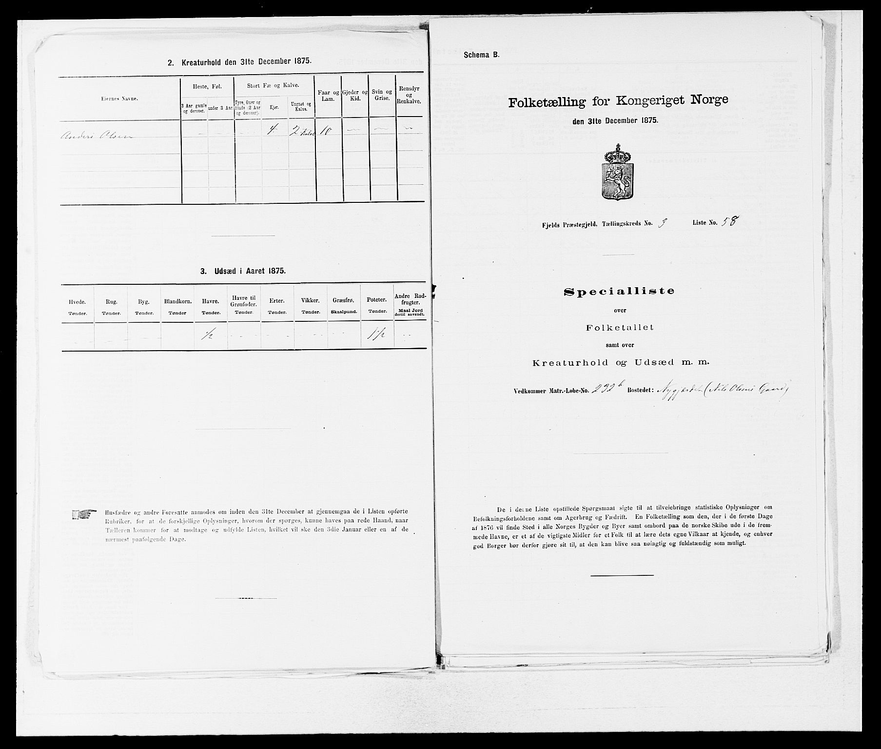 SAB, 1875 census for 1246P Fjell, 1875, p. 403