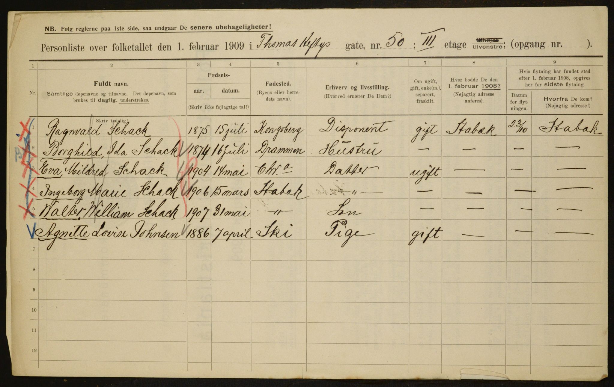 OBA, Municipal Census 1909 for Kristiania, 1909, p. 98968