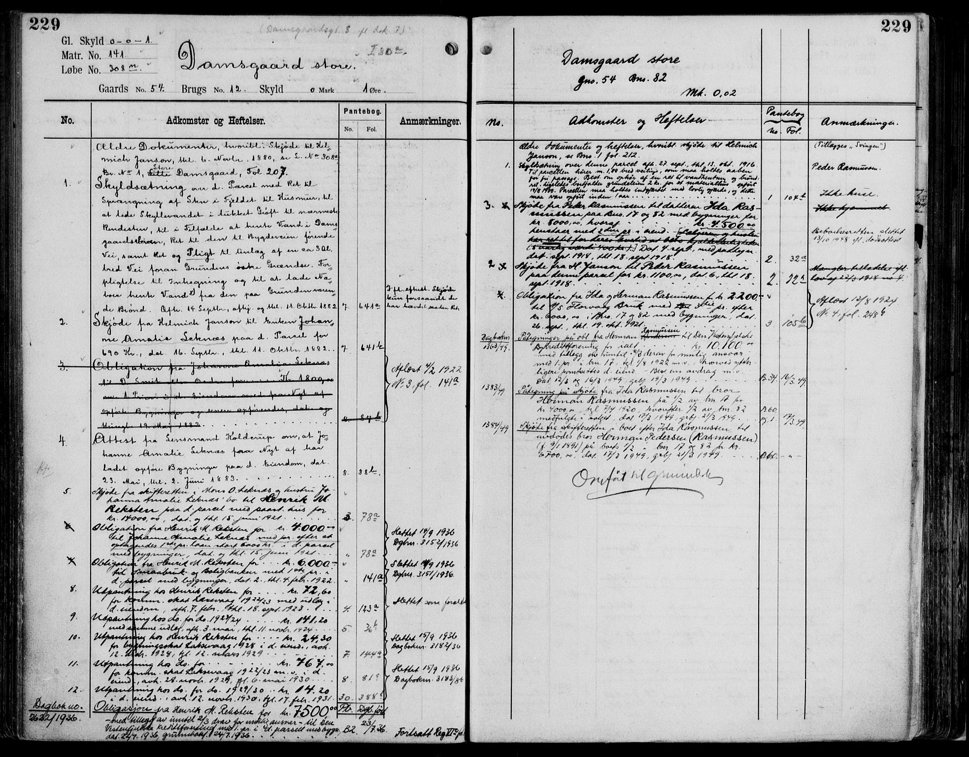 Midhordland sorenskriveri, AV/SAB-A-3001/1/G/Ga/Gab/L0114: Mortgage register no. II.A.b.114, p. 229