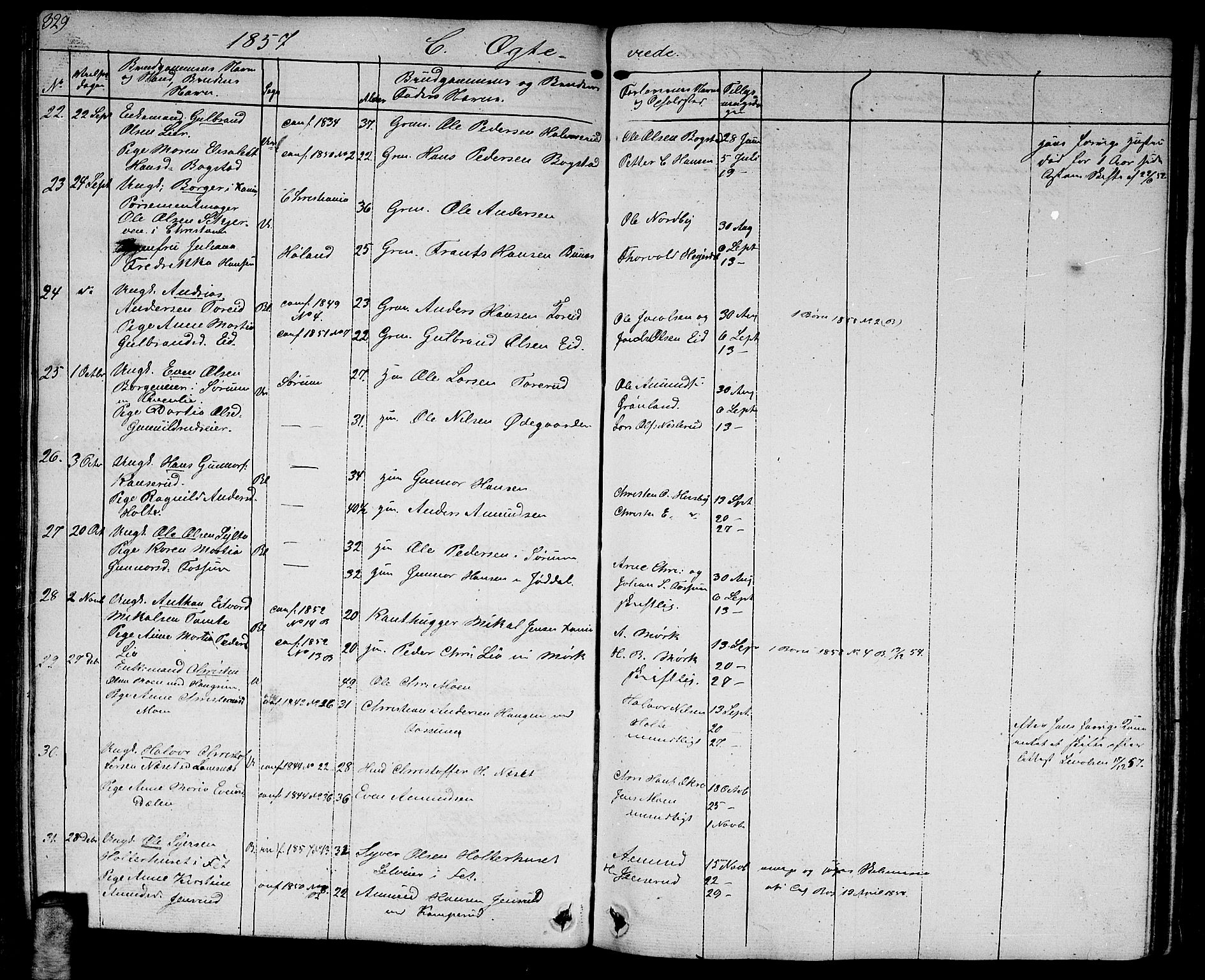 Aurskog prestekontor Kirkebøker, AV/SAO-A-10304a/G/Ga/L0002: Parish register (copy) no. I 2, 1829-1857, p. 329