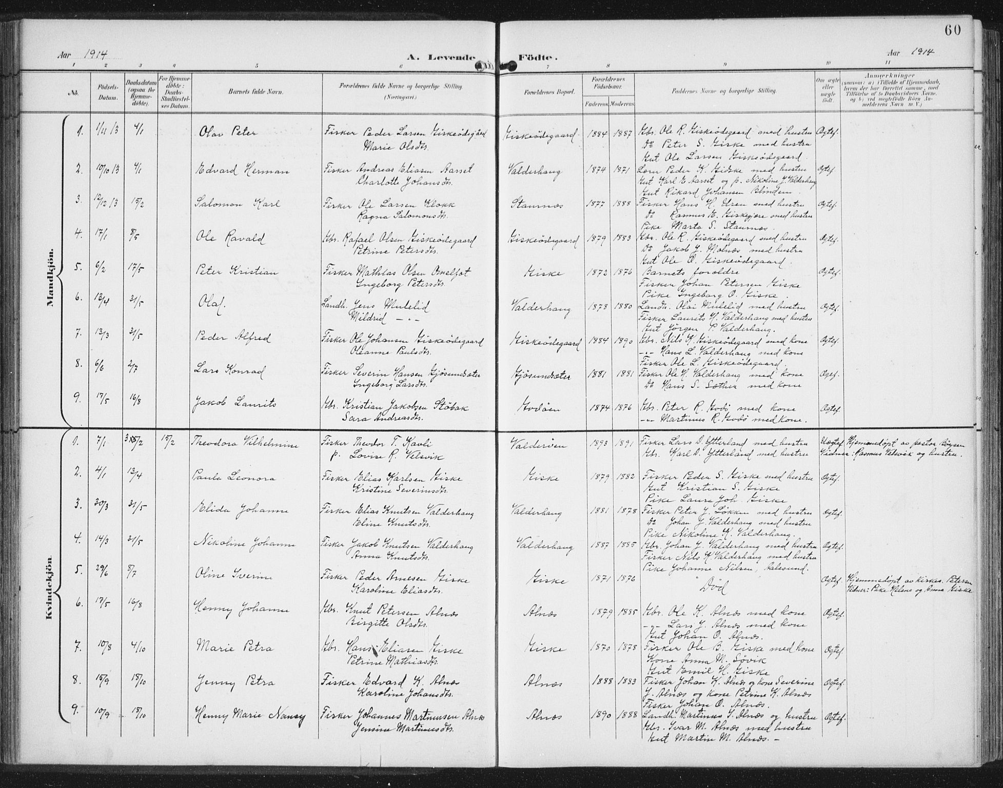 Ministerialprotokoller, klokkerbøker og fødselsregistre - Møre og Romsdal, AV/SAT-A-1454/534/L0489: Parish register (copy) no. 534C01, 1899-1941, p. 60