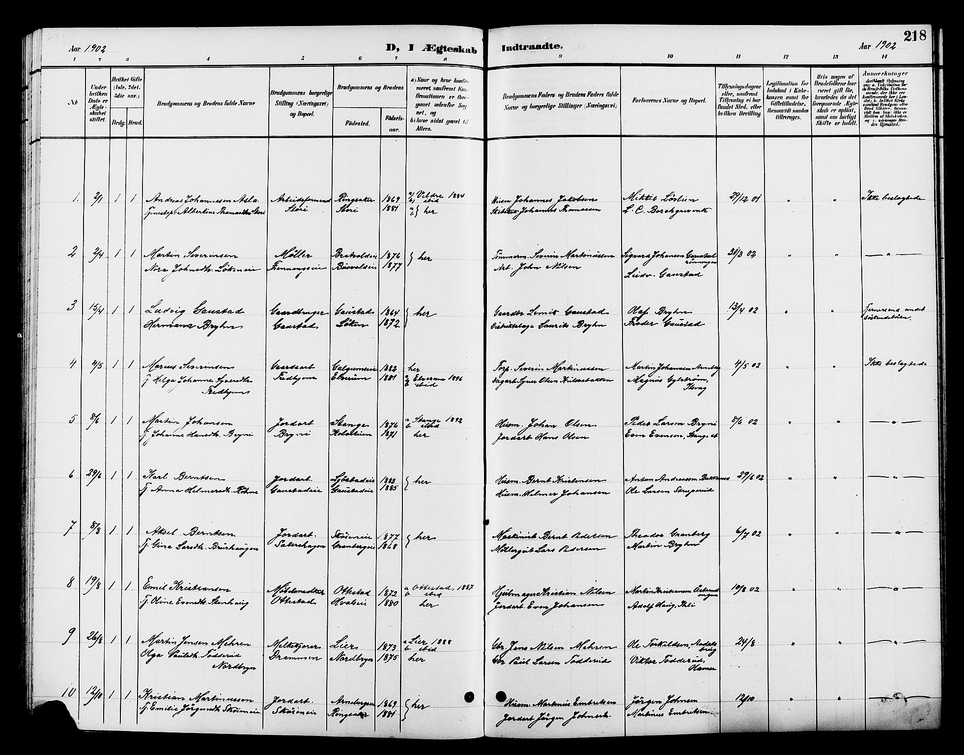 Romedal prestekontor, SAH/PREST-004/L/L0012: Parish register (copy) no. 12, 1896-1914, p. 218