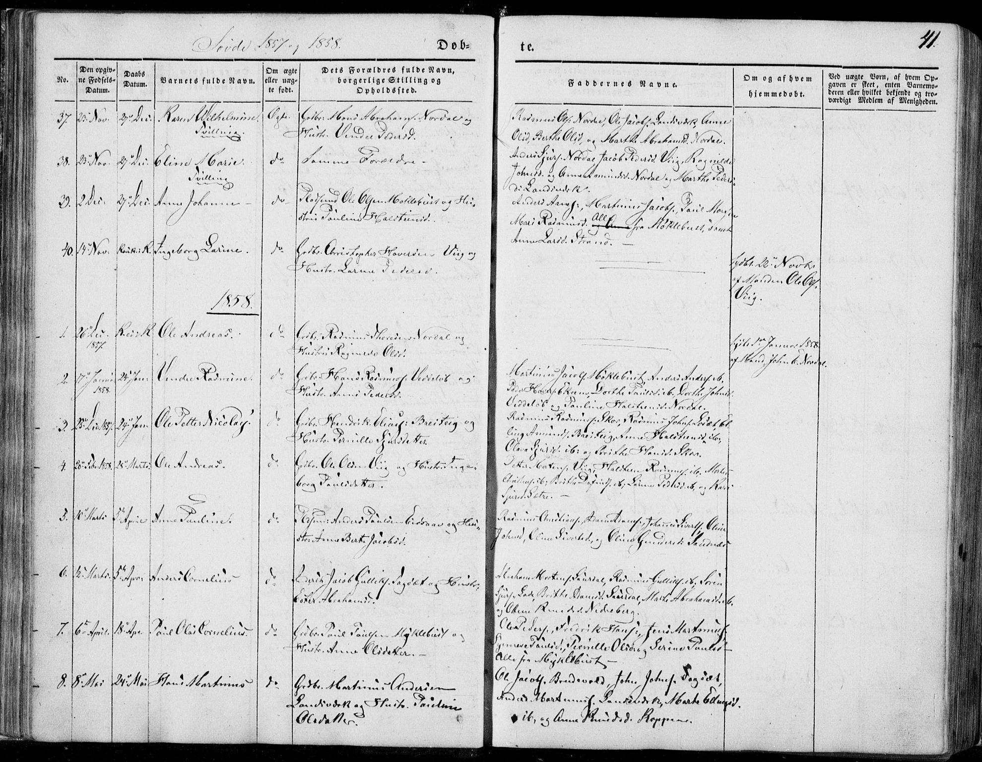 Ministerialprotokoller, klokkerbøker og fødselsregistre - Møre og Romsdal, SAT/A-1454/502/L0023: Parish register (official) no. 502A01, 1844-1873, p. 41