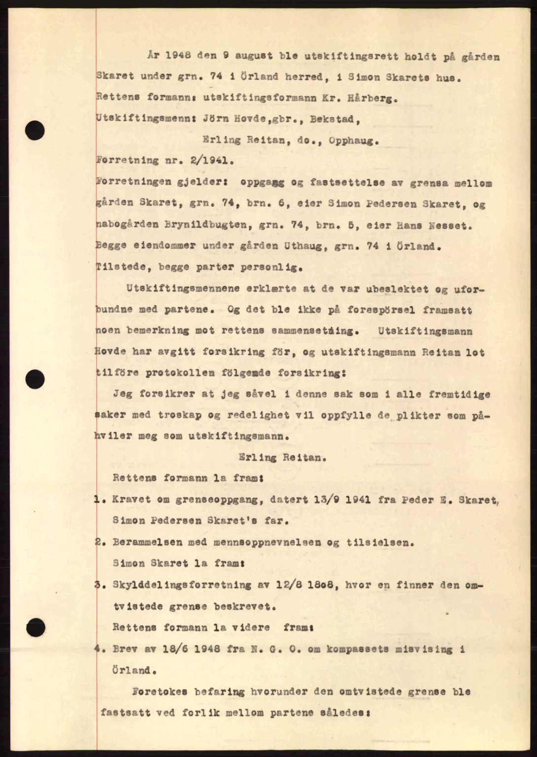 Fosen sorenskriveri, AV/SAT-A-1107/1/2/2C: Mortgage book no. A9, 1948-1949, Diary no: : 265/1949