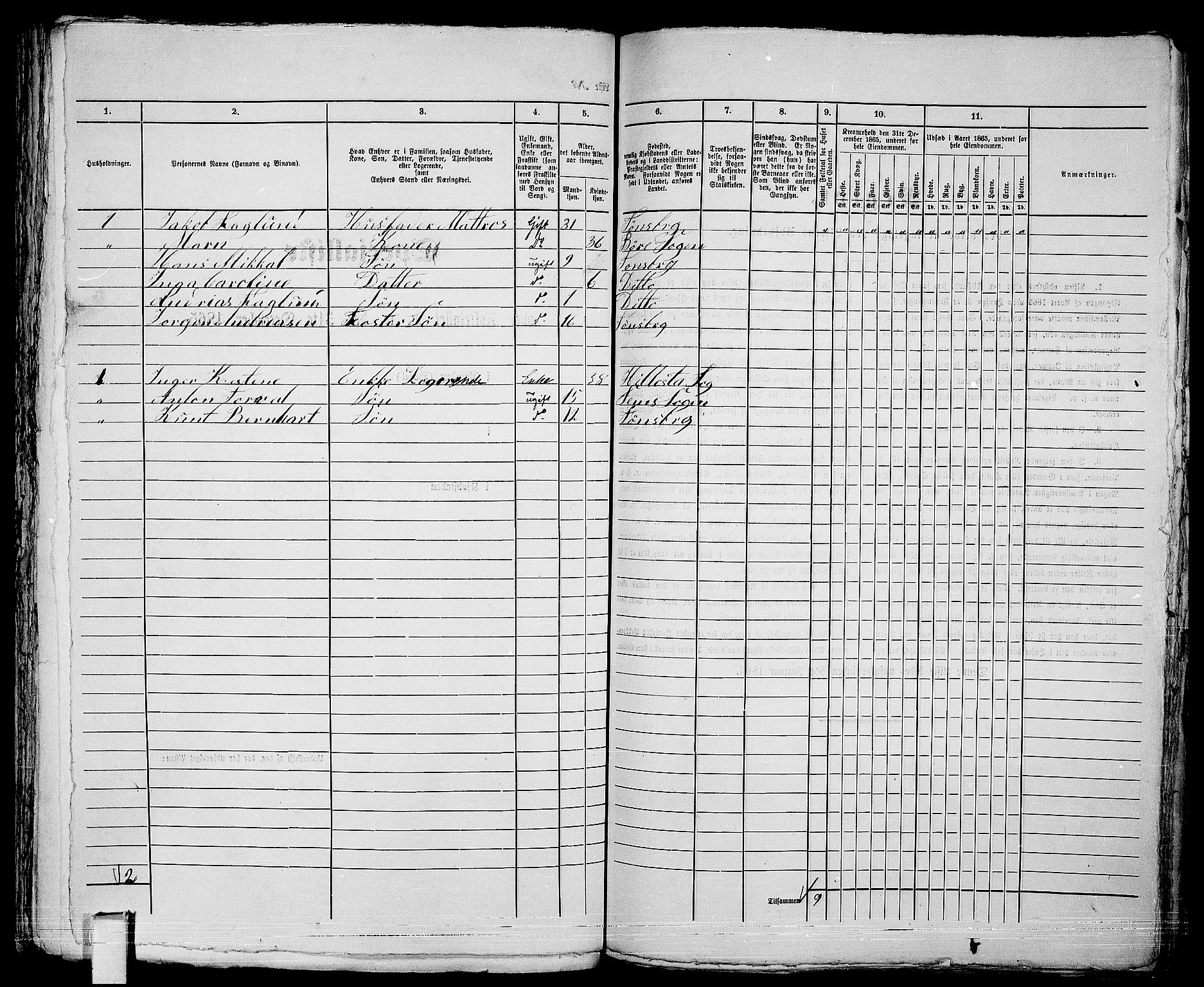 RA, 1865 census for Tønsberg, 1865, p. 307