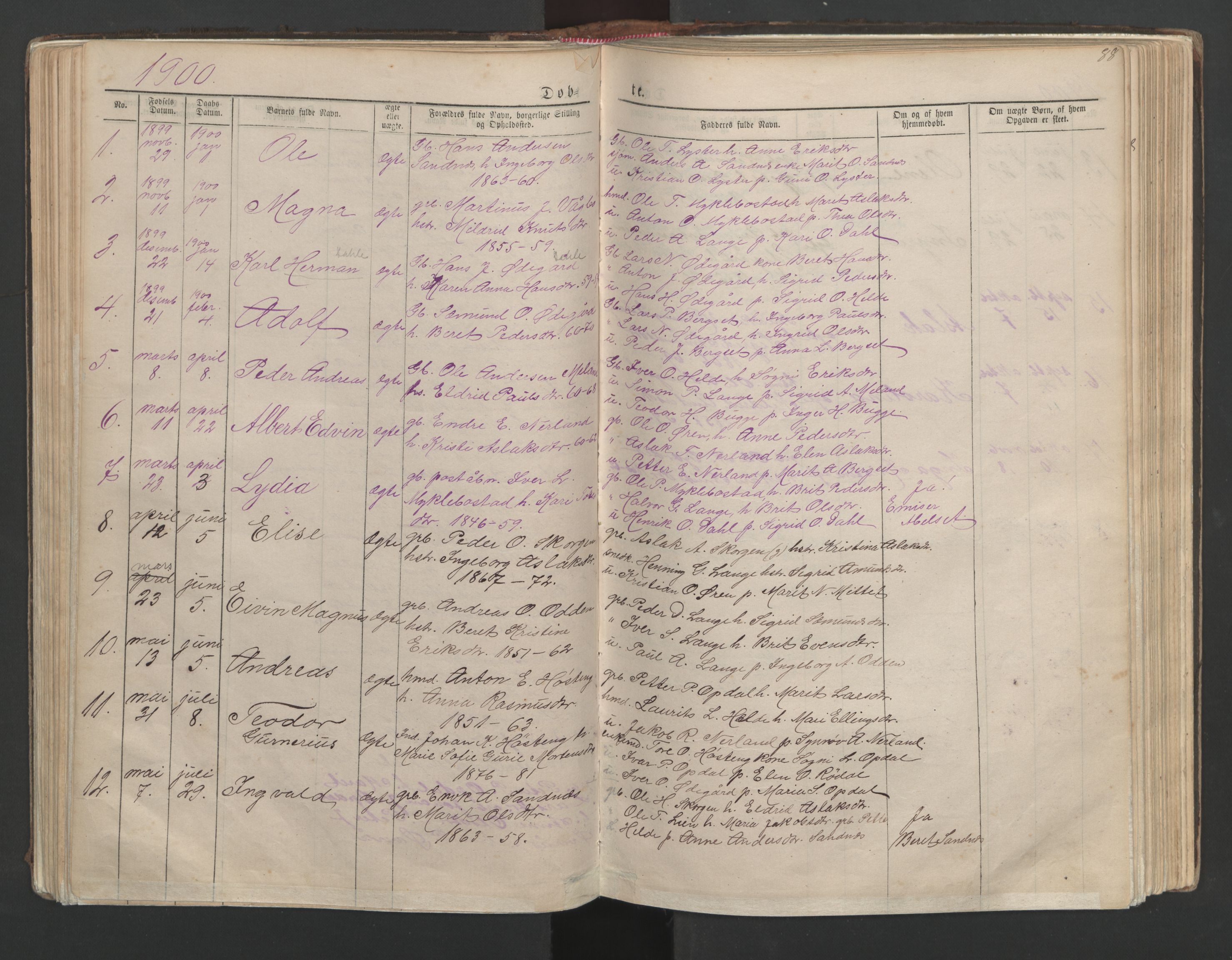 Ministerialprotokoller, klokkerbøker og fødselsregistre - Møre og Romsdal, AV/SAT-A-1454/554/L0645: Parish register (copy) no. 554C02, 1867-1946, p. 88