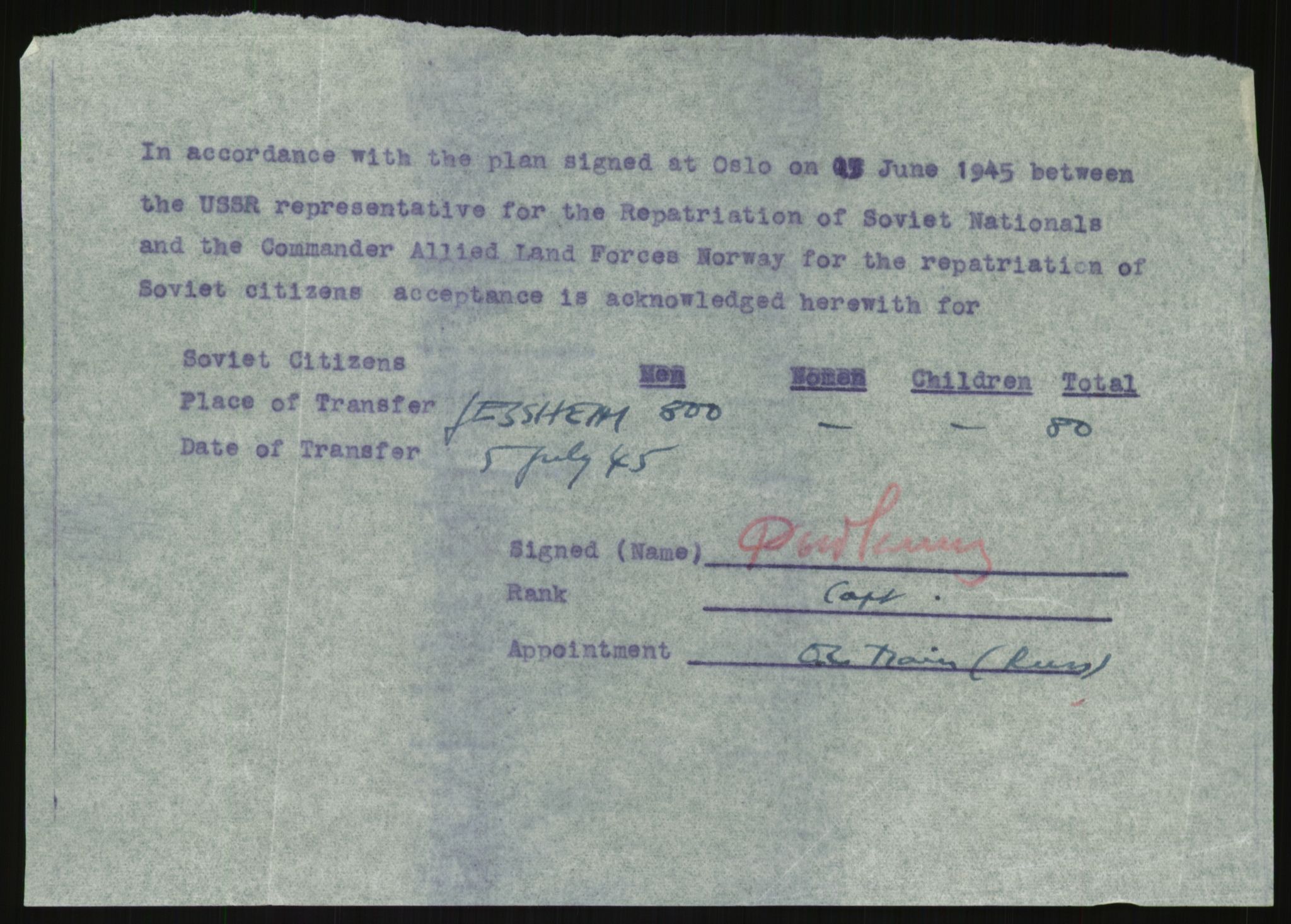 Flyktnings- og fangedirektoratet, Repatrieringskontoret, AV/RA-S-1681/D/Db/L0020: Displaced Persons (DPs) og sivile tyskere, 1945-1948, p. 1035