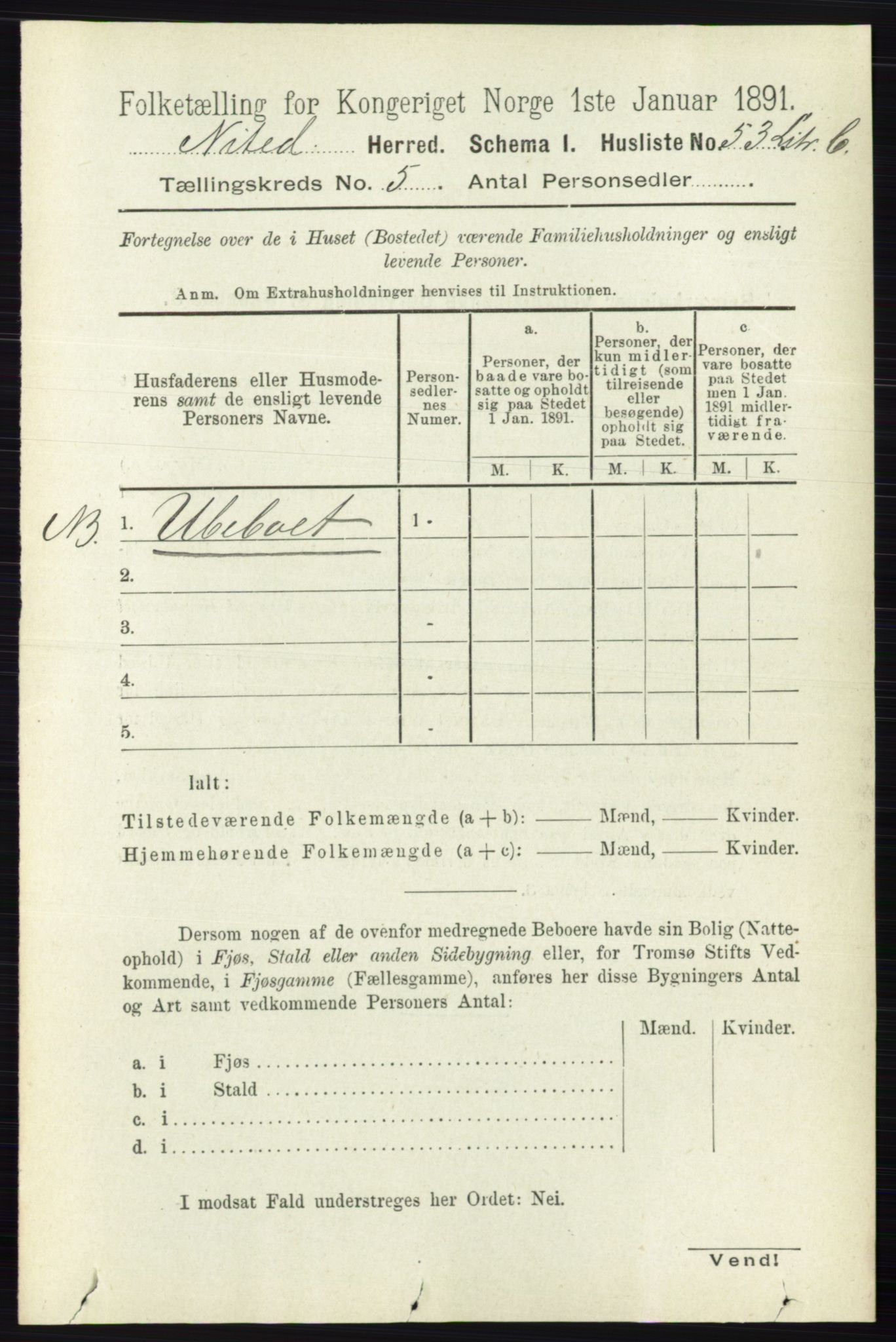 RA, 1891 census for 0233 Nittedal, 1891, p. 2169