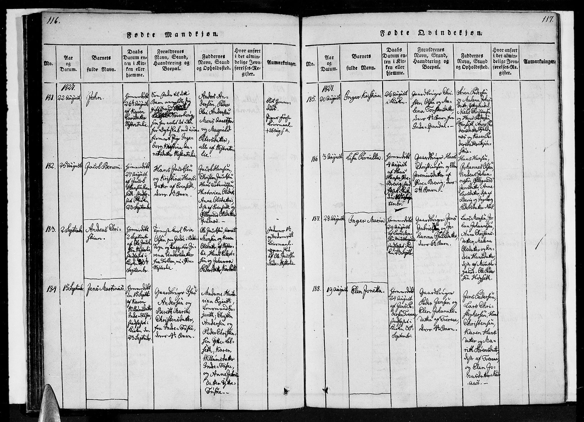 Ministerialprotokoller, klokkerbøker og fødselsregistre - Nordland, SAT/A-1459/852/L0736: Parish register (official) no. 852A06, 1820-1833, p. 116-117