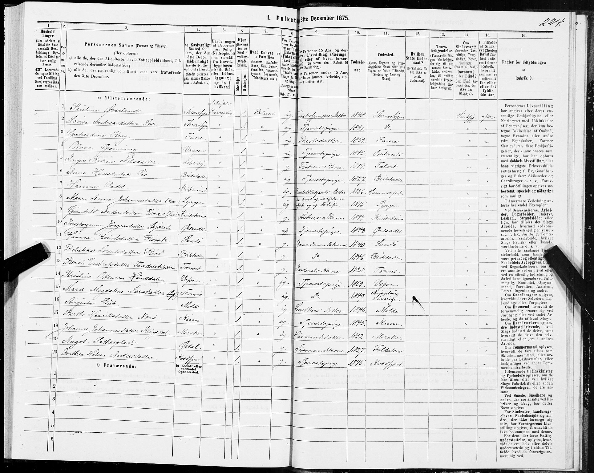 SAT, 1875 census for 1660P Strinda, 1875, p. 8224