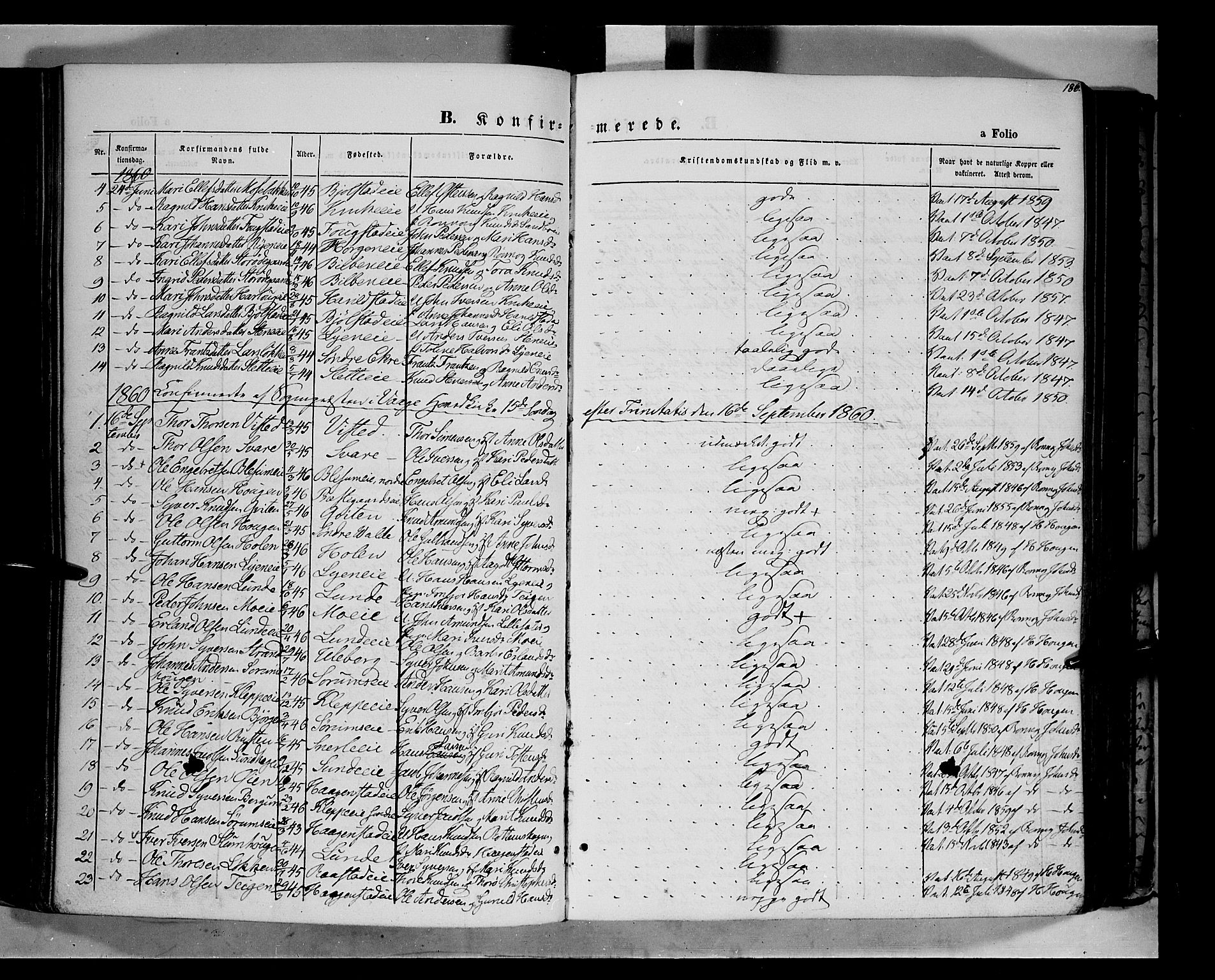 Vågå prestekontor, AV/SAH-PREST-076/H/Ha/Haa/L0006: Parish register (official) no. 6 /1, 1856-1872, p. 186