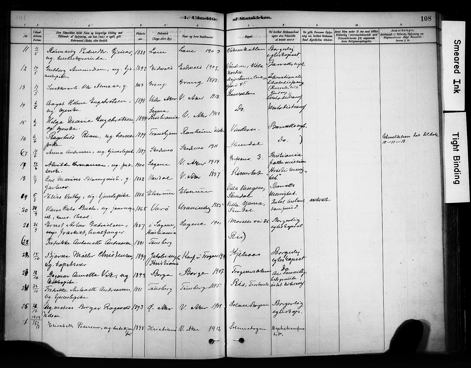 Vestre Aker prestekontor Kirkebøker, AV/SAO-A-10025/F/Fa/L0009: Parish register (official) no. 9, 1878-1967, p. 108
