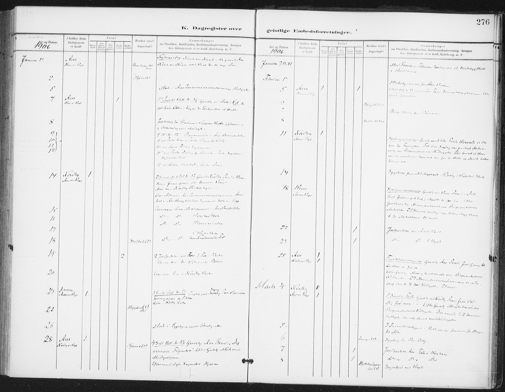 Ås prestekontor Kirkebøker, AV/SAO-A-10894/F/Fa/L0010: Parish register (official) no. I 10, 1900-1918, p. 276