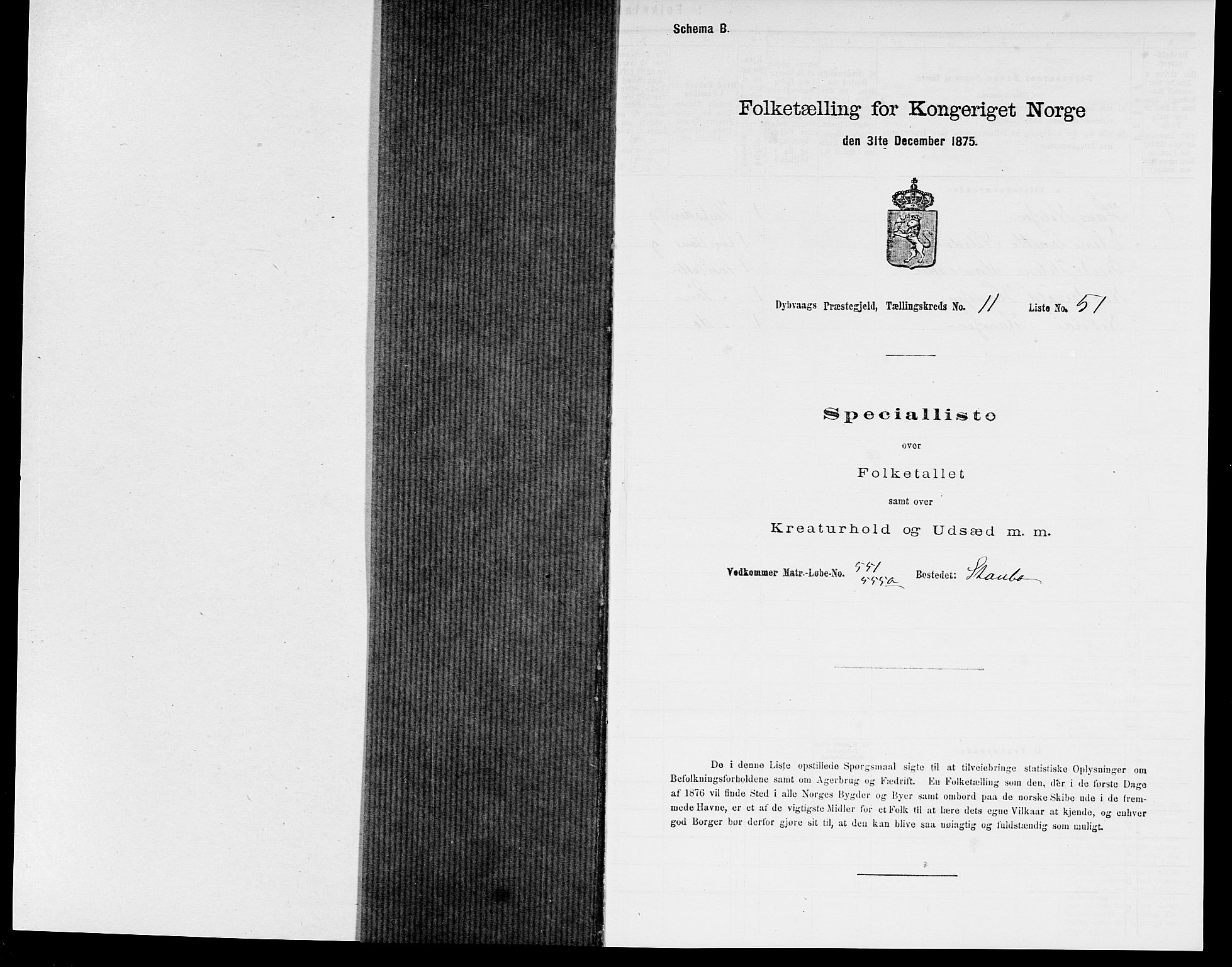 SAK, 1875 census for 0915P Dypvåg, 1875, p. 1614