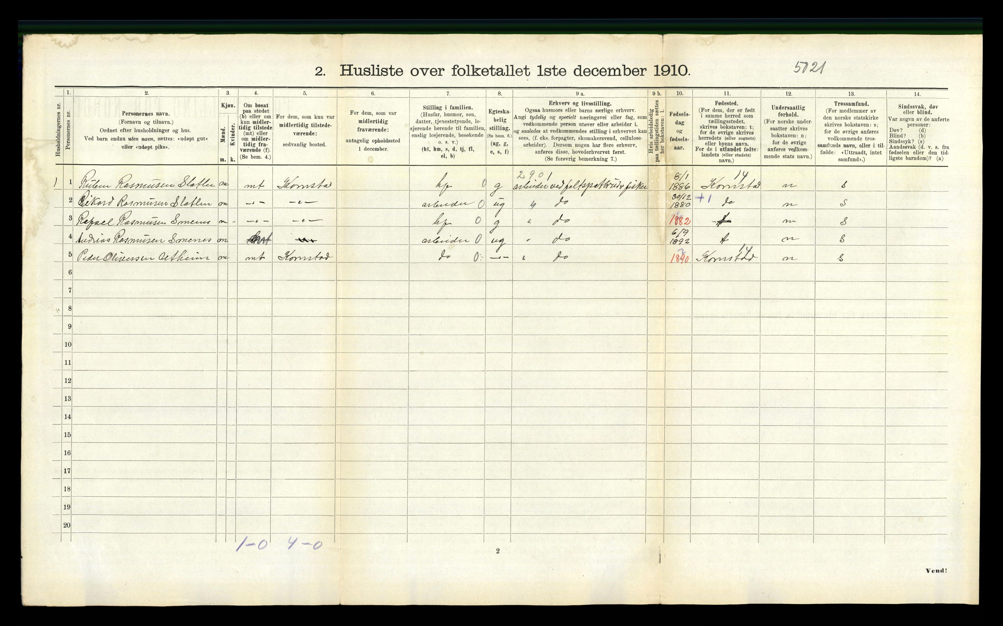 RA, 1910 census for Eide, 1910, p. 454