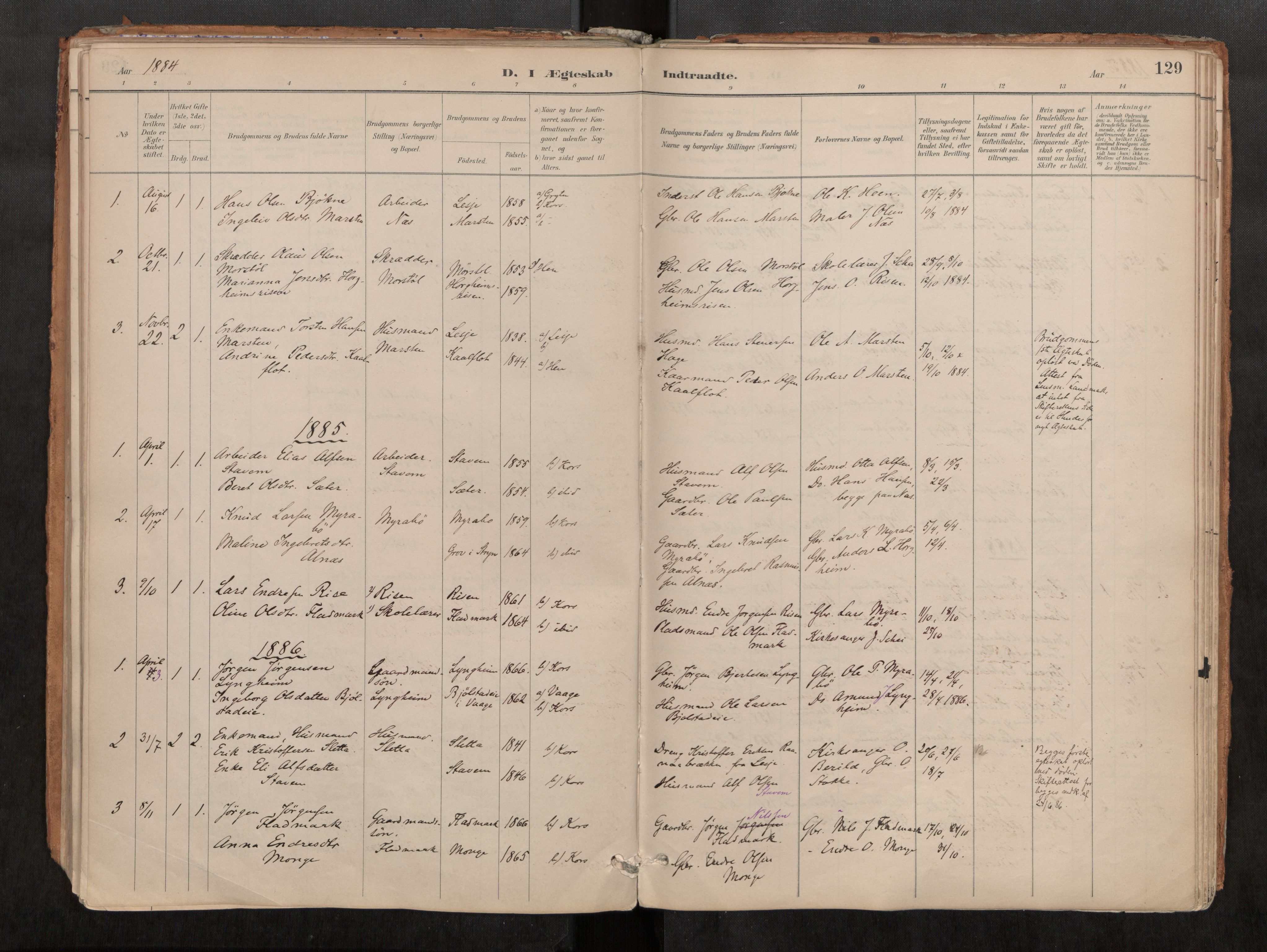 Ministerialprotokoller, klokkerbøker og fødselsregistre - Møre og Romsdal, AV/SAT-A-1454/546/L0599: Parish register (official) no. 546A03, 1882-1920, p. 129