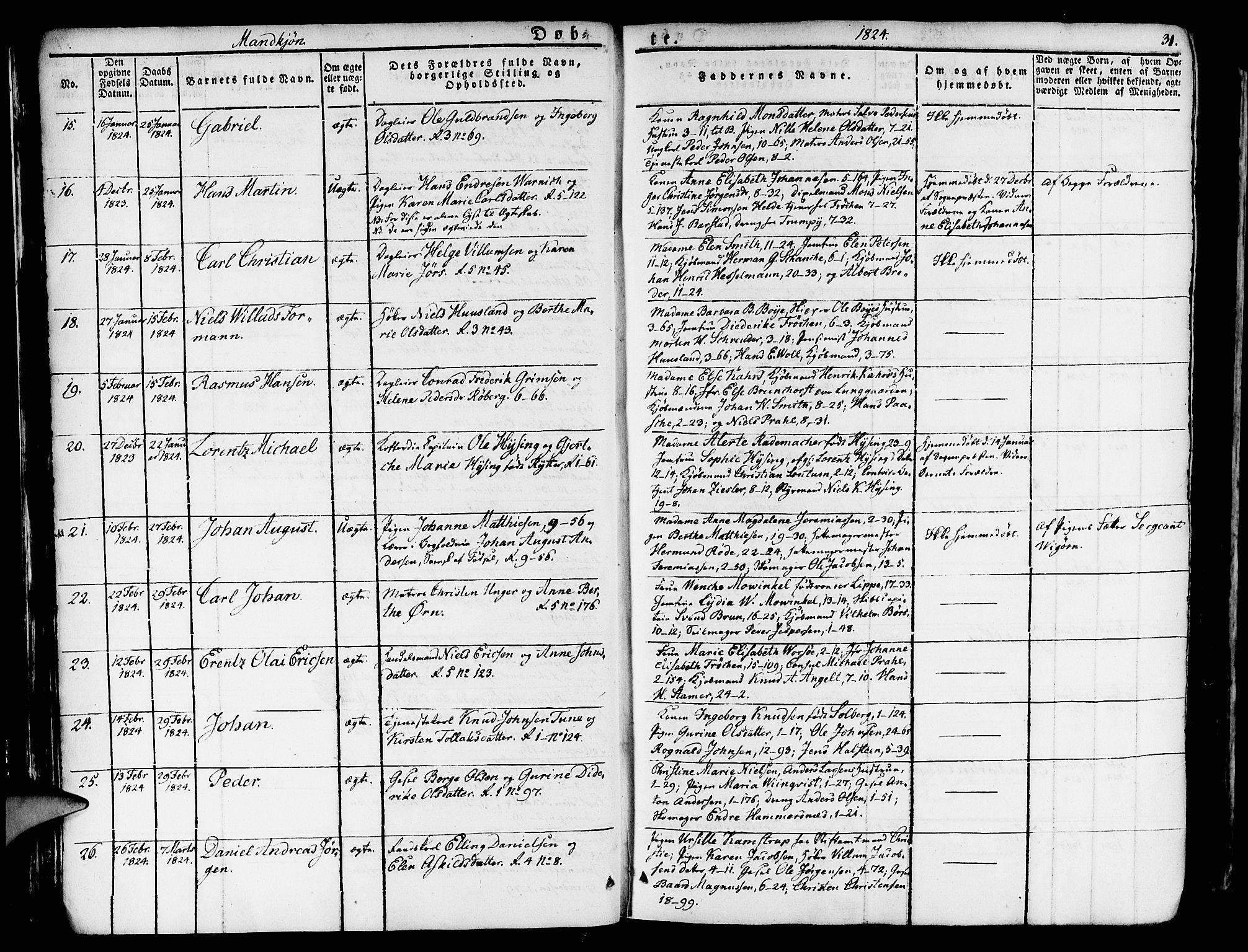 Nykirken Sokneprestembete, SAB/A-77101/H/Haa/L0012: Parish register (official) no. A 12, 1821-1844, p. 31