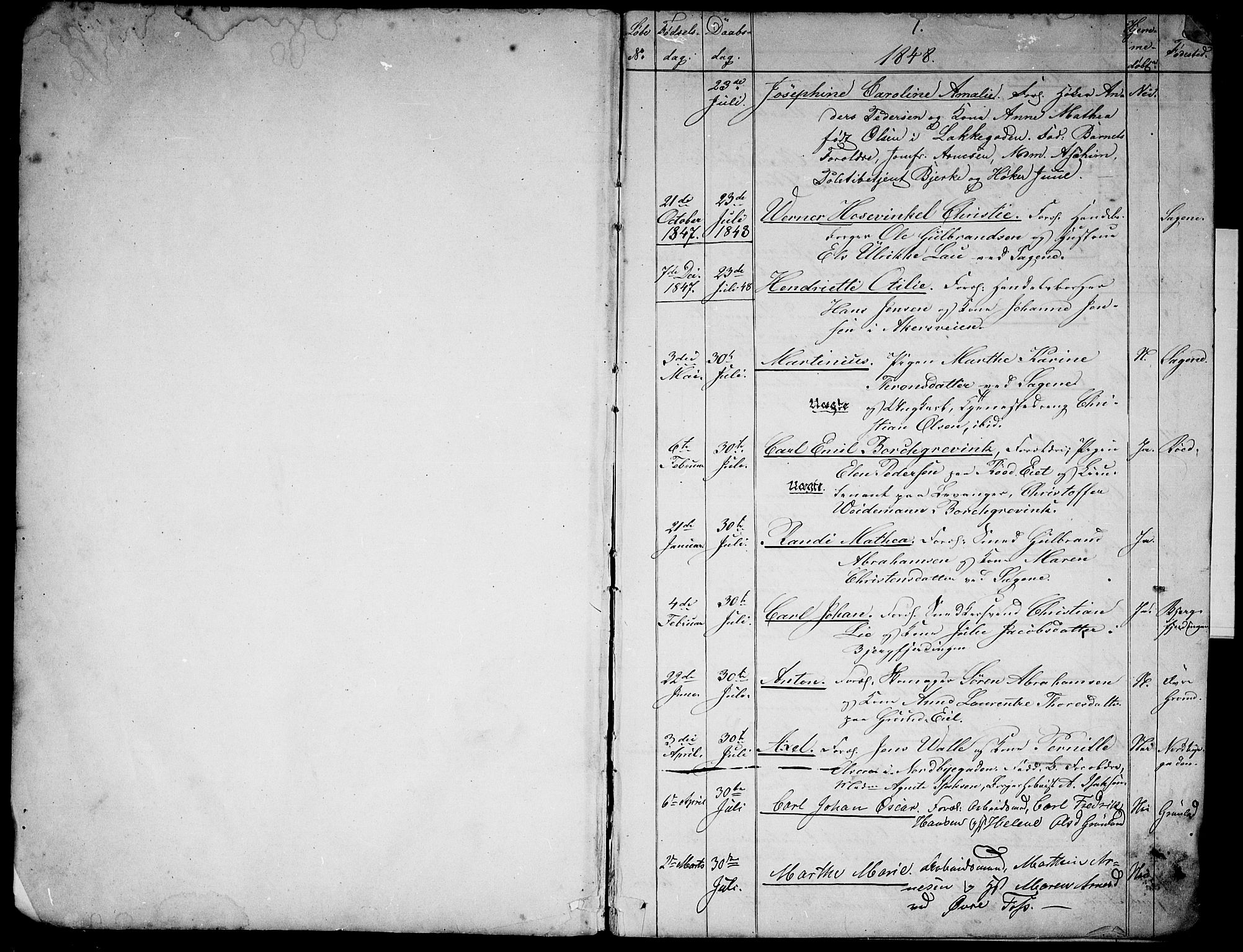 Aker prestekontor kirkebøker, SAO/A-10861/G/L0009: Parish register (copy) no. 9, 1848-1852, p. 0-1