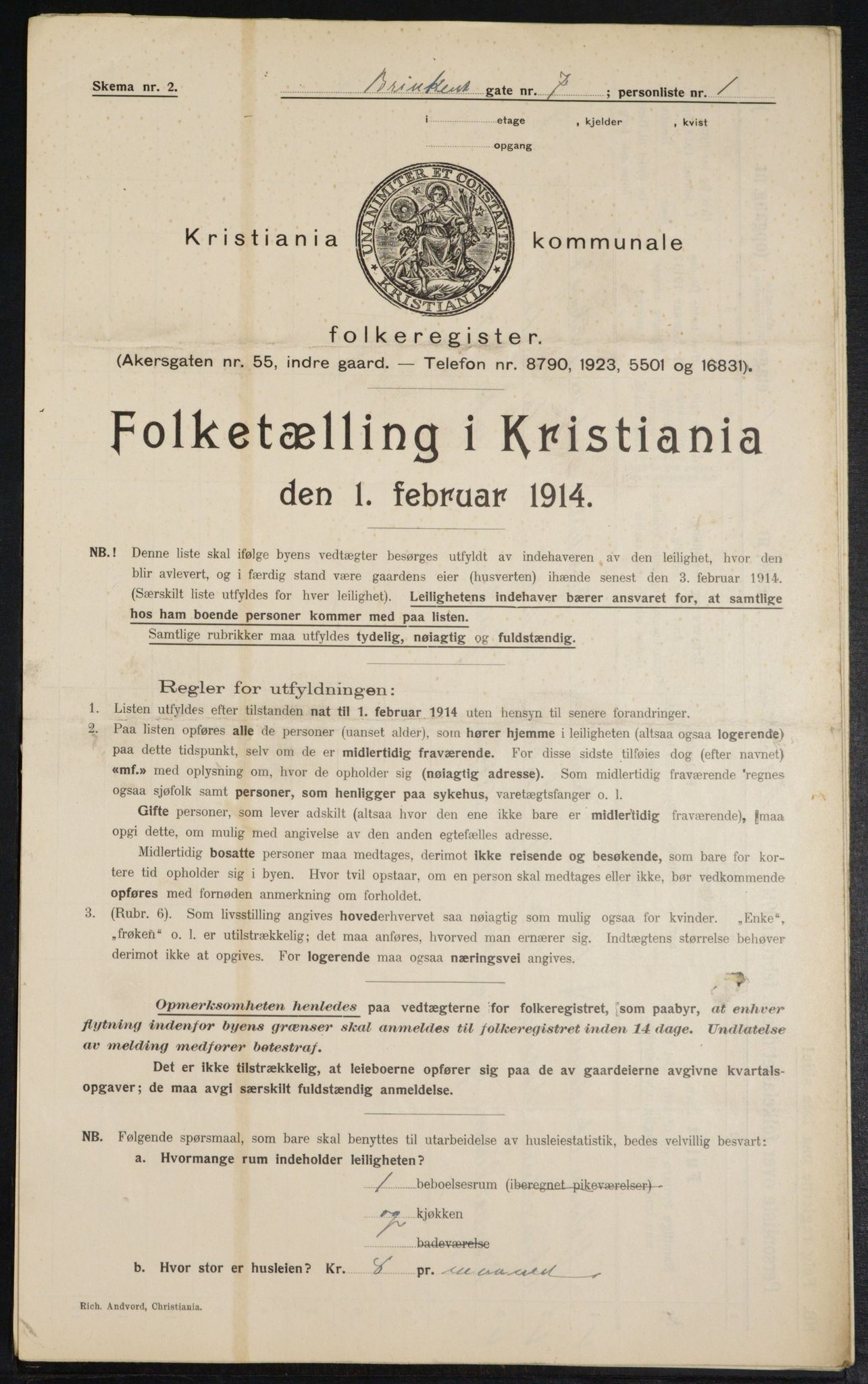 OBA, Municipal Census 1914 for Kristiania, 1914, p. 8857