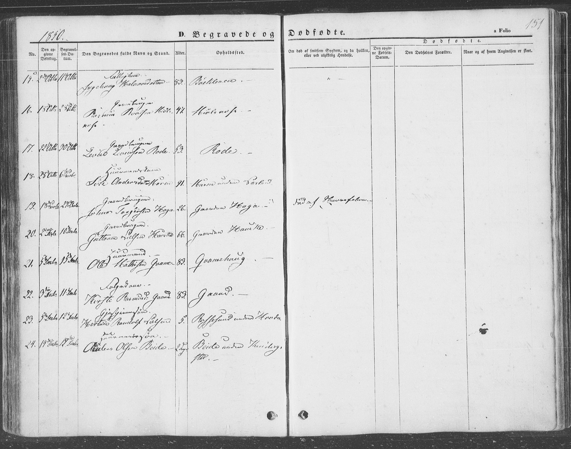 Finnøy sokneprestkontor, AV/SAST-A-101825/H/Ha/Haa/L0007: Parish register (official) no. A 7, 1847-1862, p. 151