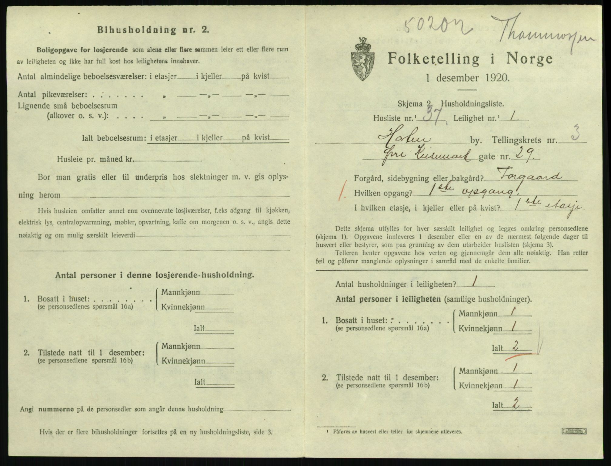 SAKO, 1920 census for Horten, 1920, p. 4247
