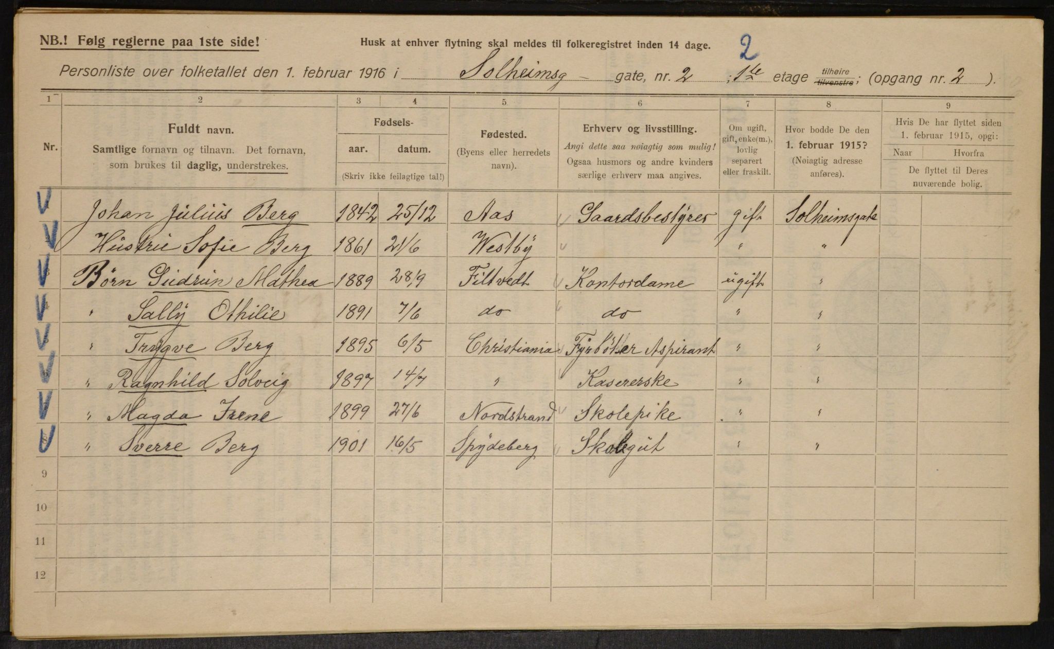 OBA, Municipal Census 1916 for Kristiania, 1916, p. 102034