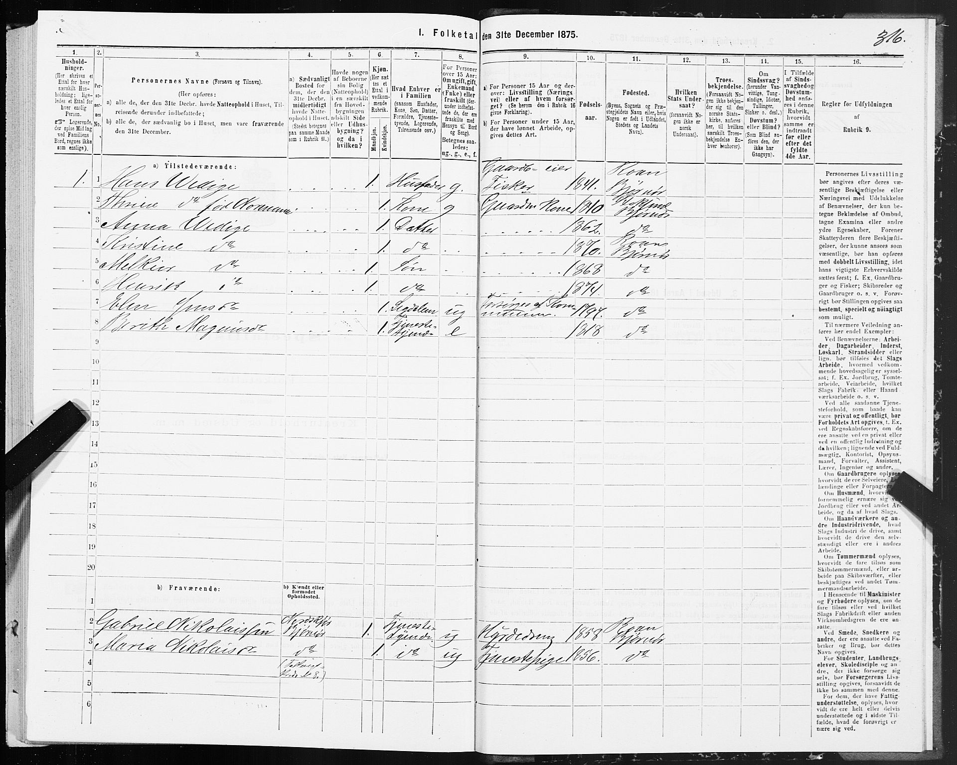 SAT, 1875 census for 1632P Bjørnør, 1875, p. 3316