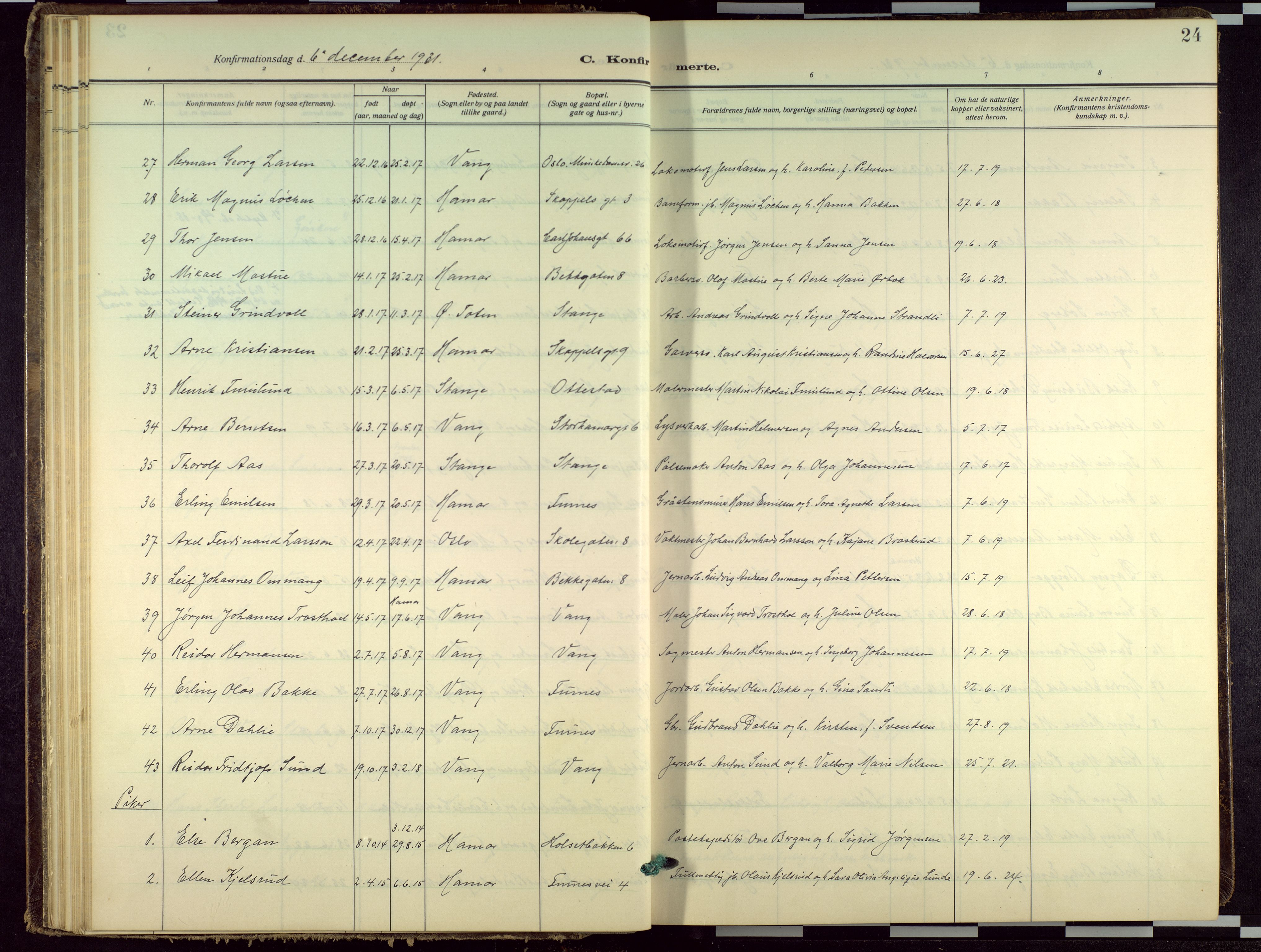 Hamar prestekontor, AV/SAH-DOMPH-002/H/Ha/Haa/L0005: Parish register (official) no. 5, 1929-1958, p. 24