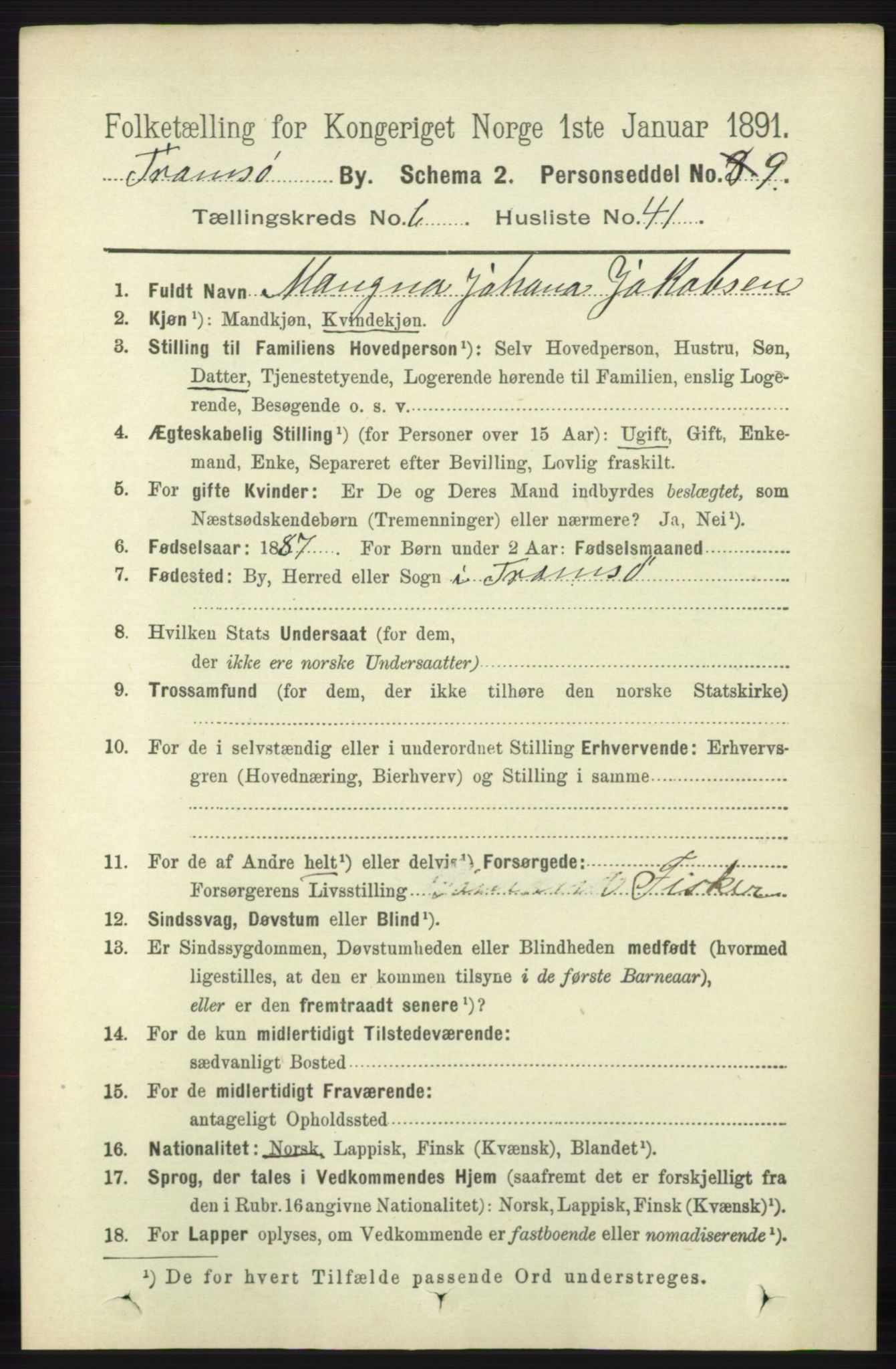 RA, 1891 census for 1902 Tromsø, 1891, p. 6089