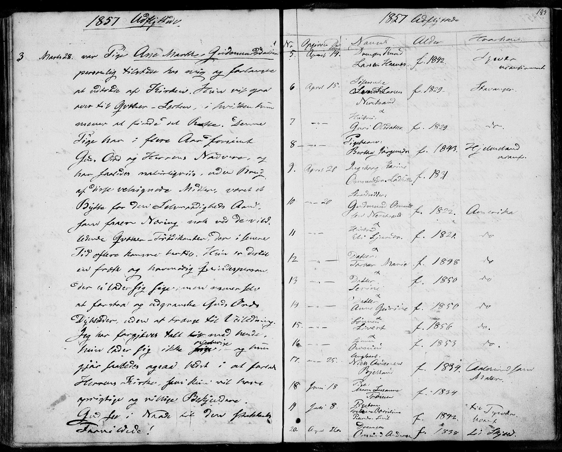 Nedstrand sokneprestkontor, AV/SAST-A-101841/01/IV: Parish register (official) no. A 8, 1839-1860, p. 193