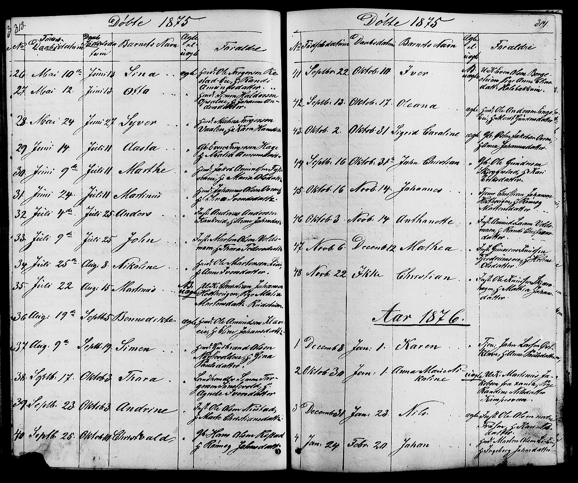 Østre Gausdal prestekontor, SAH/PREST-092/H/Ha/Hab/L0001: Parish register (copy) no. 1, 1863-1893, p. 313-314