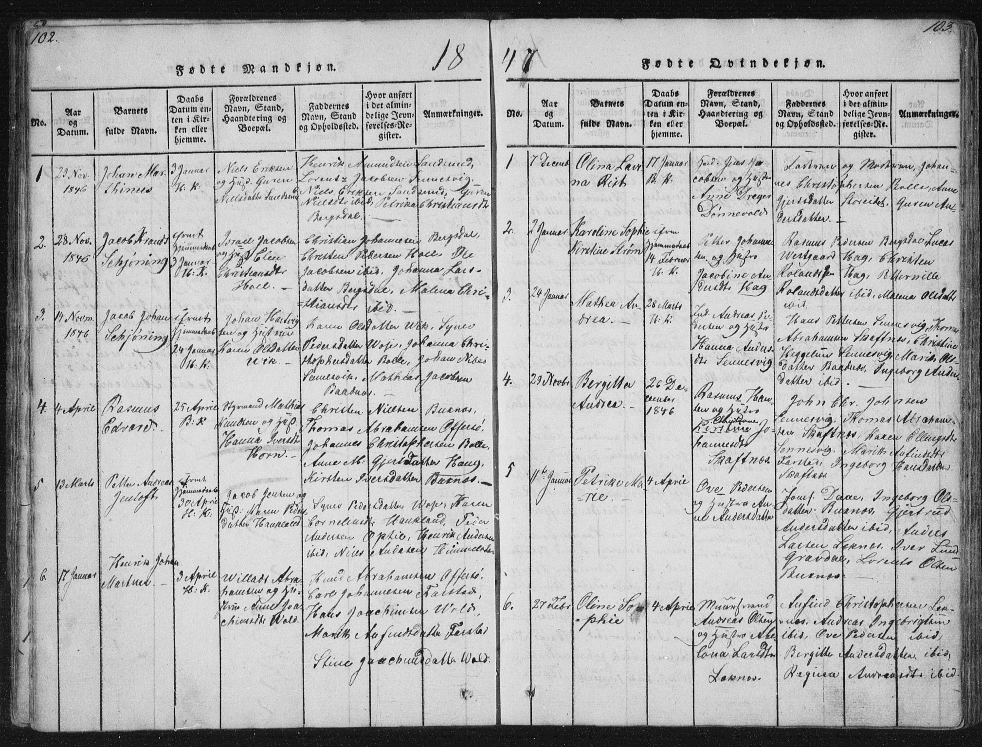 Ministerialprotokoller, klokkerbøker og fødselsregistre - Nordland, AV/SAT-A-1459/881/L1164: Parish register (copy) no. 881C01, 1818-1853, p. 102-103