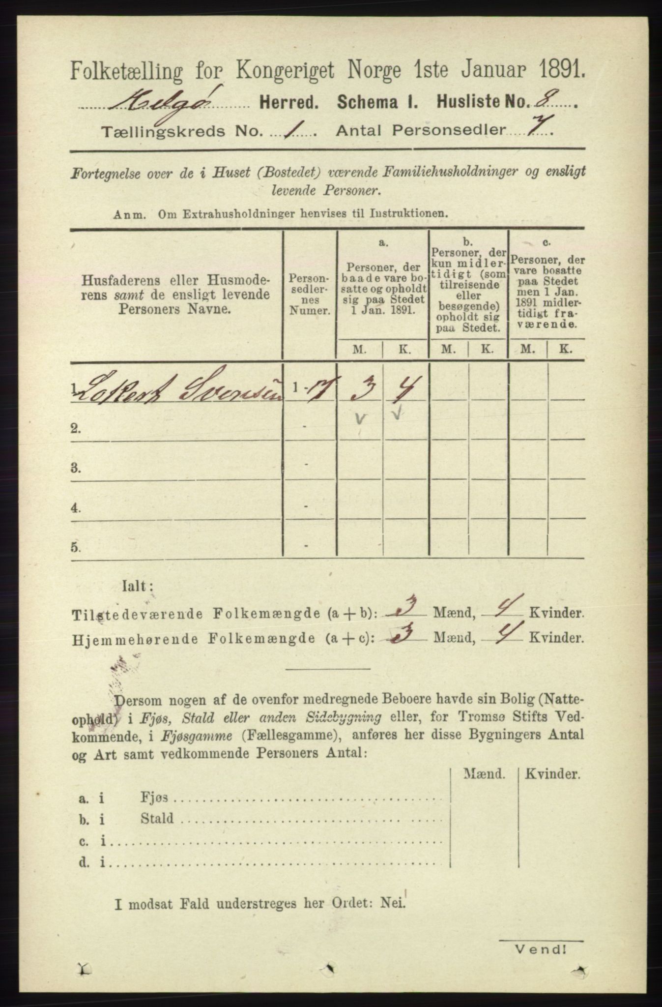 RA, 1891 census for 1935 Helgøy, 1891, p. 21