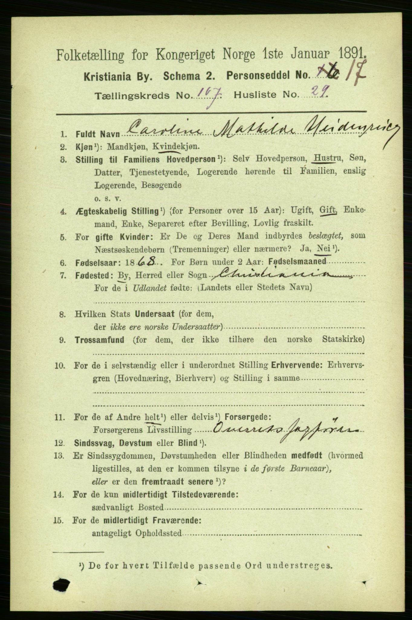 RA, 1891 census for 0301 Kristiania, 1891, p. 55088