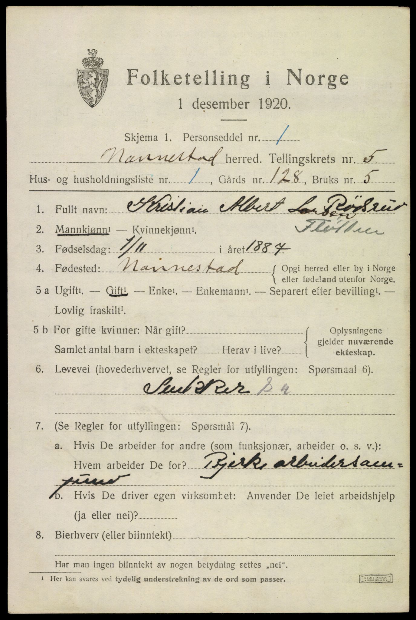 SAO, 1920 census for Nannestad, 1920, p. 6667