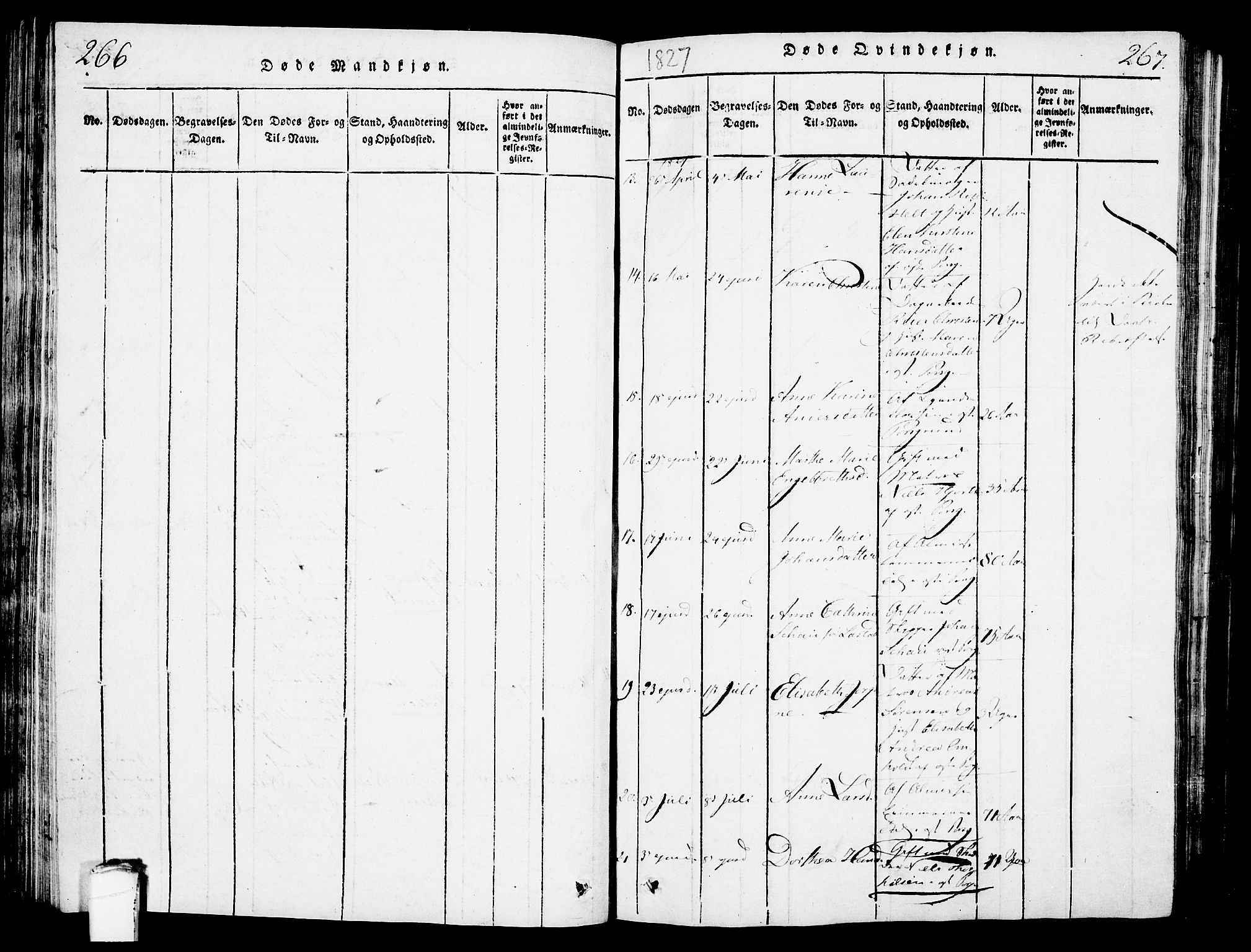 Porsgrunn kirkebøker , SAKO/A-104/G/Gb/L0001: Parish register (copy) no. II 1, 1817-1828, p. 266-267